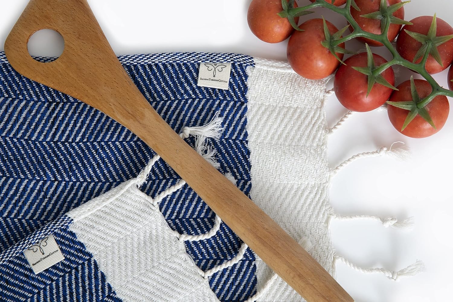 SMYRNA TURKISH COTTON Juego de 4 paños de cocina de la serie Herringbone, 100% algodón, de 15 x 26 pulgadas, lavables a máquina, suaves,