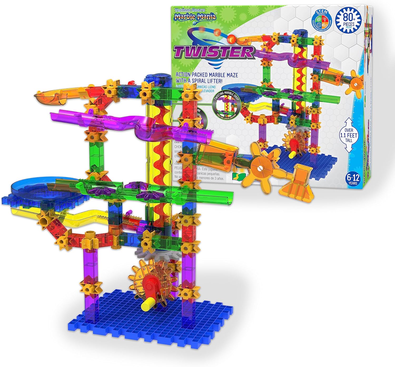 The Learning Journey Techno Gears Marble Mania STEM – Twister Marble Run (más de 80 piezas) – Juego de laberinto de juguete – Juguetes de