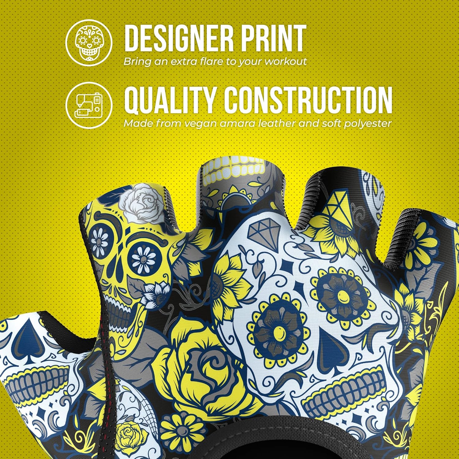 Contraband Pink Label 5237 Designer Series Workout Gloves for Women  Sugar Skull Print Weight Lifting Gloves for Women wGrip-Lock Padding  Gym