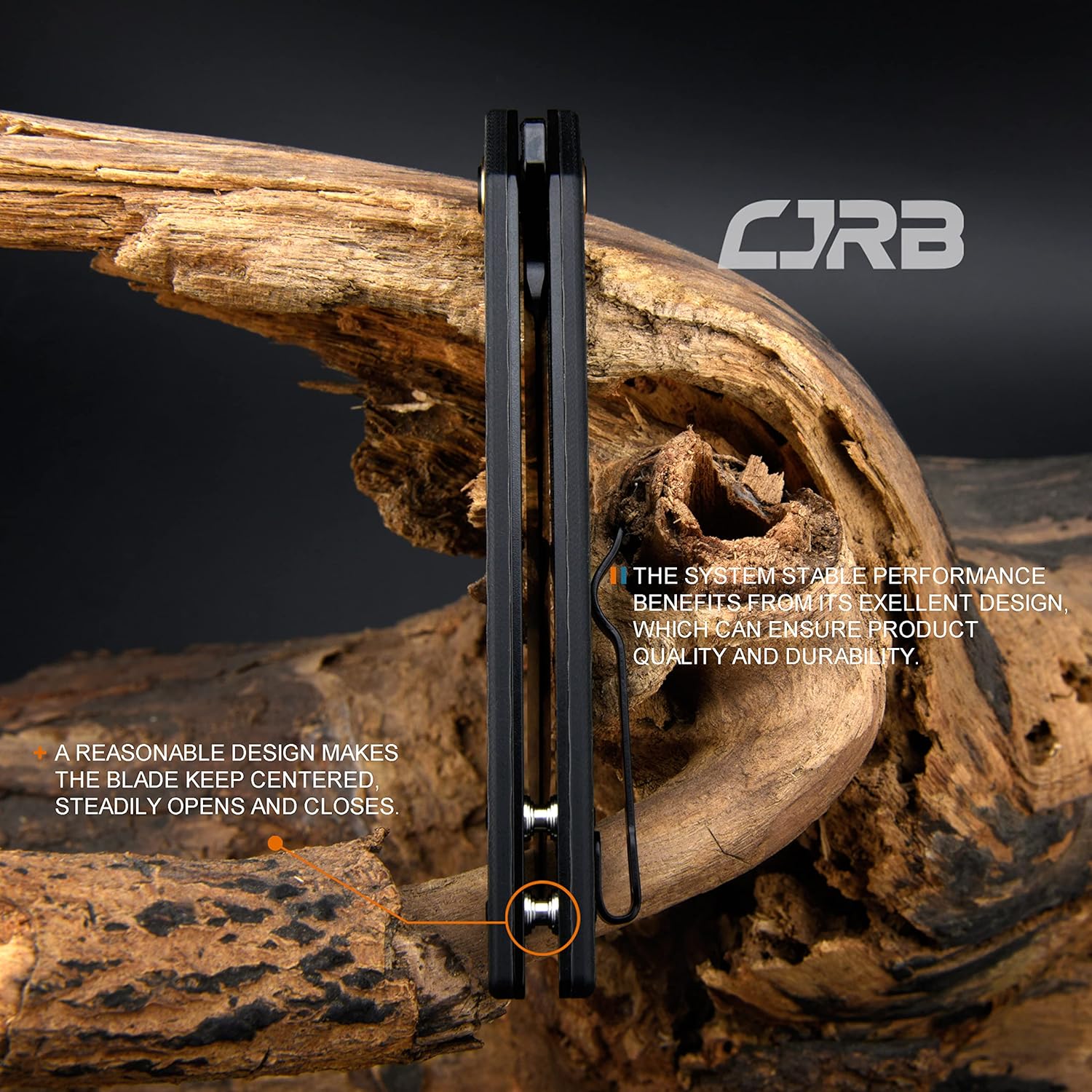 CJRB CUTLERY Cuchillo plegable Rampart (J1907-BCF) AR-RPM9 Acero en polvo Negro Hoja PVD Hoja de fibra de carbono Mango Cuchillo de bolsillo EDC