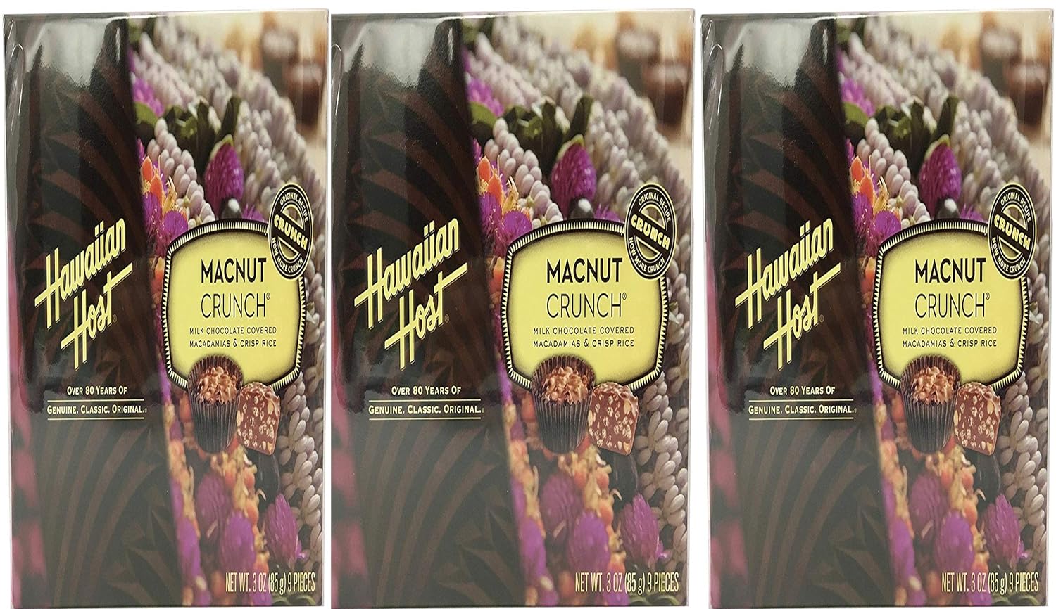 Hawaiian Host MacNut Crunch – Macadamias cubiertas de chocolate y arroz crujiente (paquete de 3)