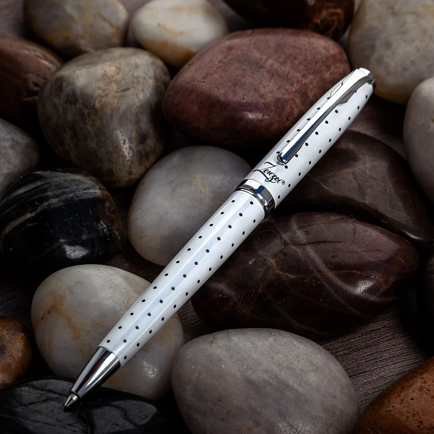 ZenZoi Bolígrafo blanco eleva tu experiencia de escritura con el juego de bolígrafos de metal blanco suave y lujoso con tinta recargable y diseño