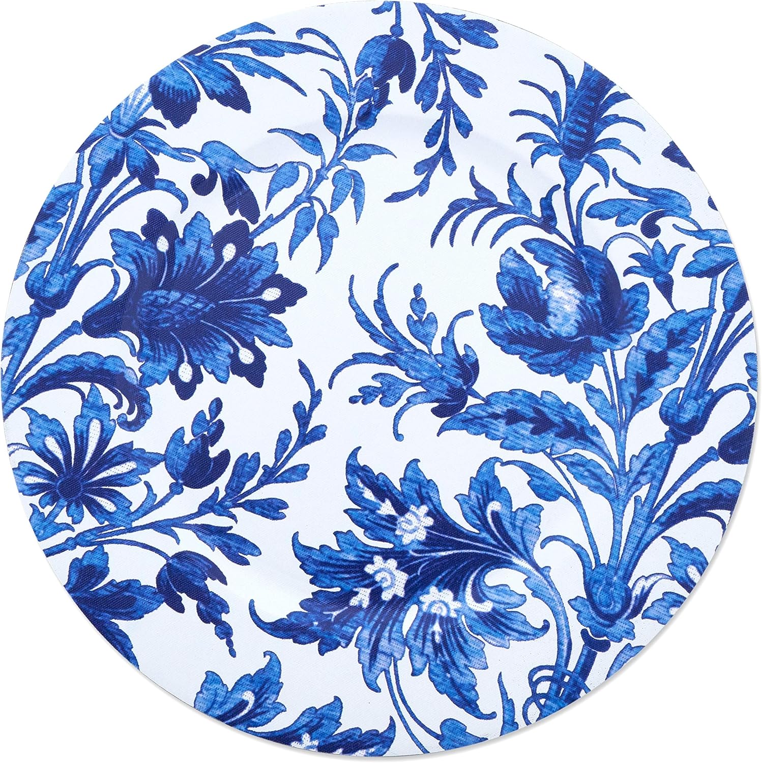Misc Plato de carga decorativo con estampado floral de estilo francés, juego de 4 piezas de plástico tradicionales azules