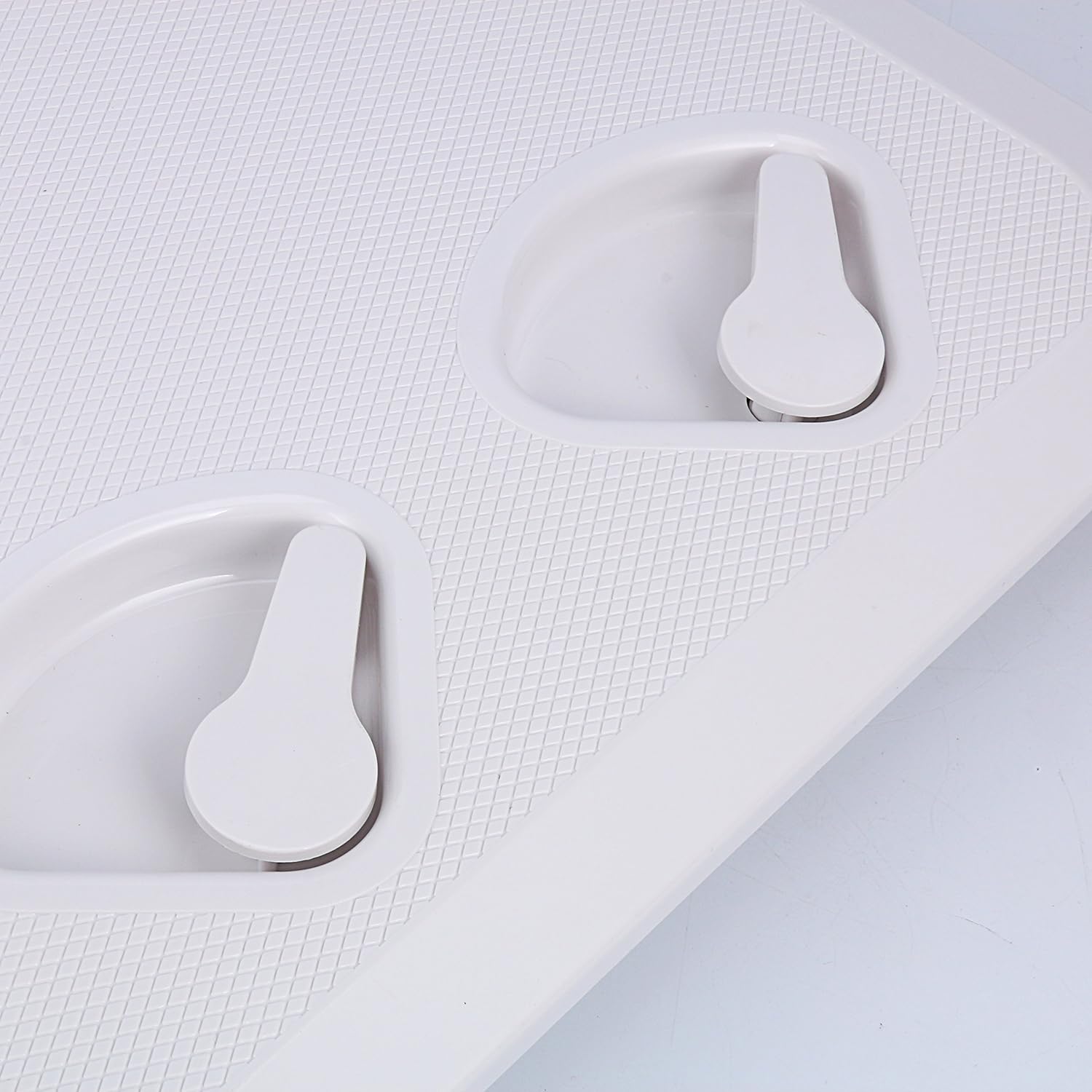 Amarine Made Escotilla de cubierta marina, escotilla de acceso para cubierta de barco y tapa 14-12 “x 14-58” – Blanco – 14.567 inx14.764 in