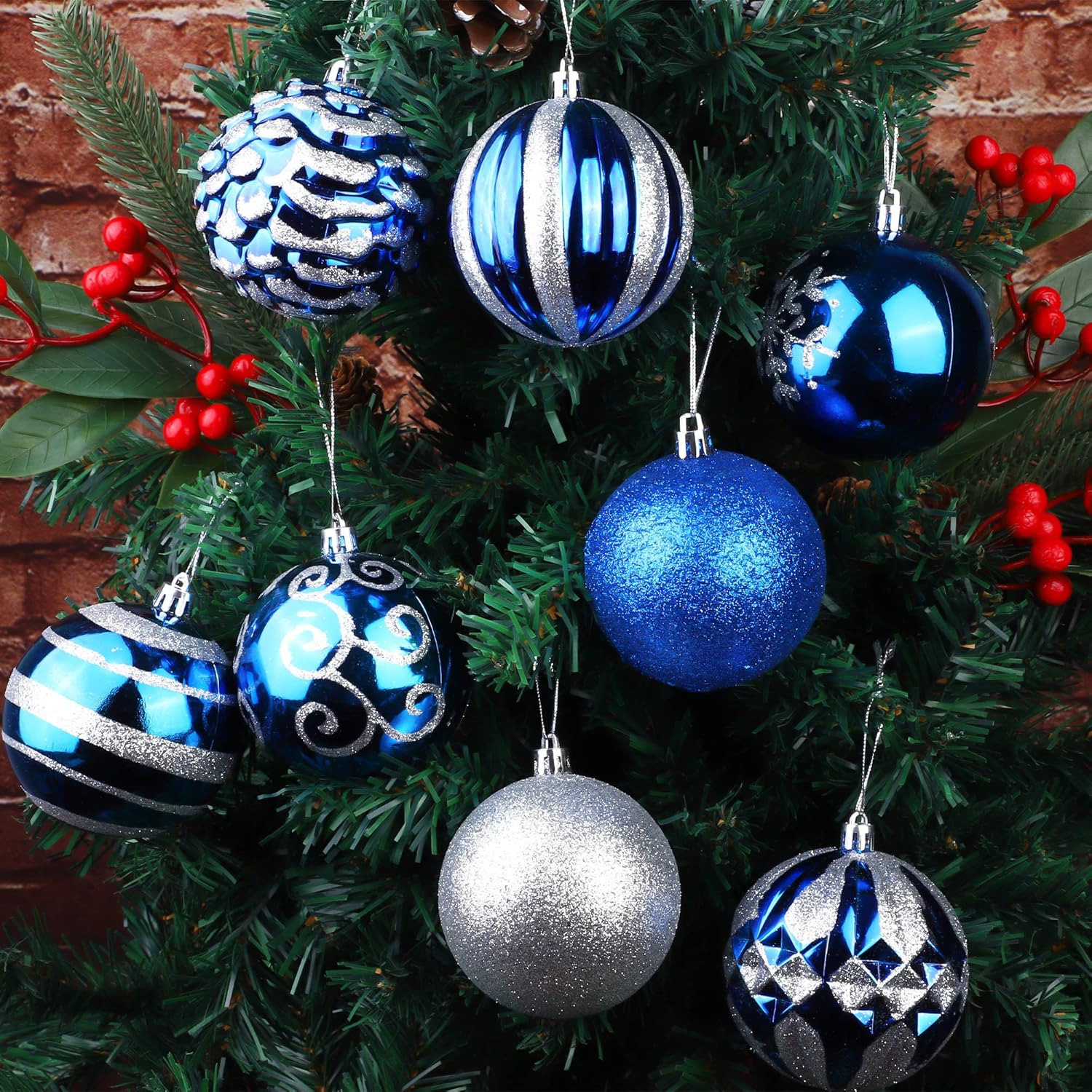 16 adornos de bola de Navidad de 3.15 pulgadas, bolas decorativas de plástico inastillables, decoración de árbol de Navidad, bolas colgantes para