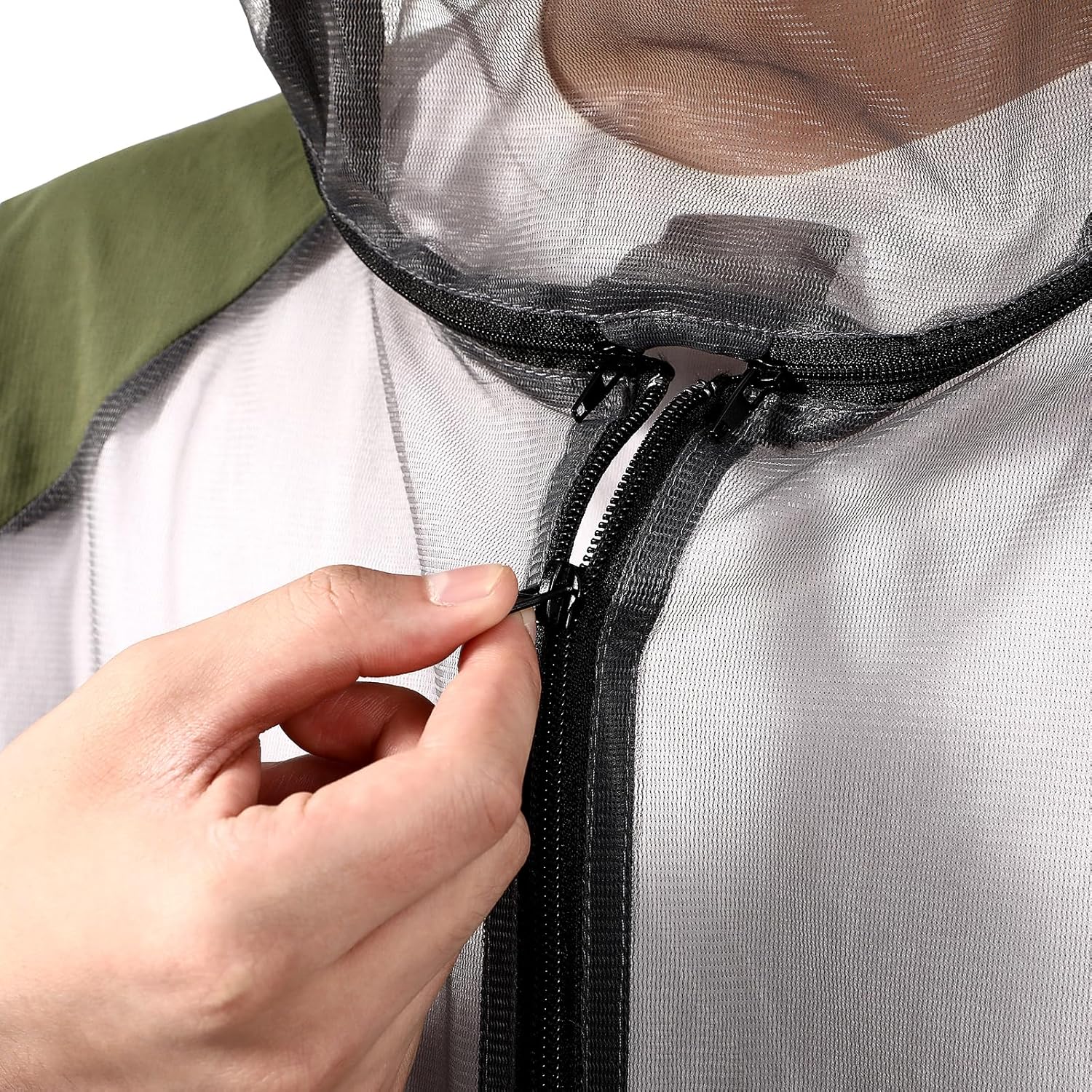 BESPORTBLE Traje de mosquito profesional para exteriores, 1 juego de chaqueta de malla transpirable con capucha y pantalones, protección de red para