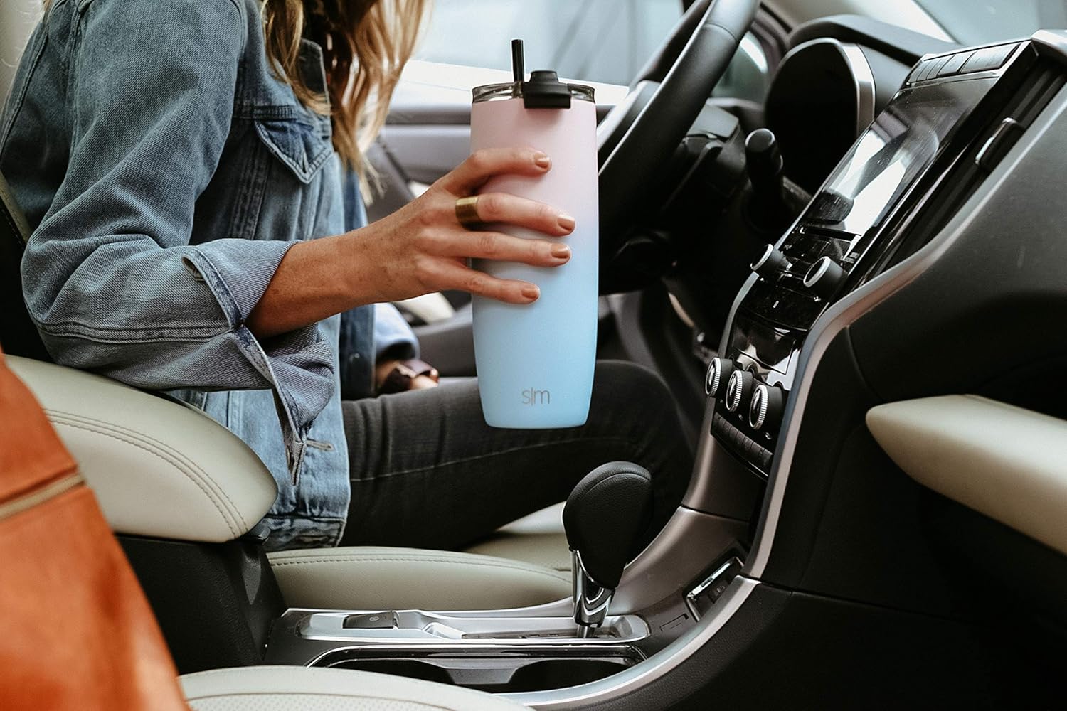 Simple Modern Voyager – Taza de viaje aislada con popote y tapa abatible transparente  Taza de café de acero inoxidable de 12 onzas, color negro