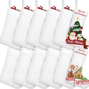 Aodaer 12 medias de arpillera de sublimación de Navidad lisas para colgar en el árbol, chimenea, impresión de transferencia de calor, decoración Aodaer 12 medias de arpillera de sublimación de Navidad lisas para colgar en el árbol, chimenea, impresión de transferencia de calor, decoración
