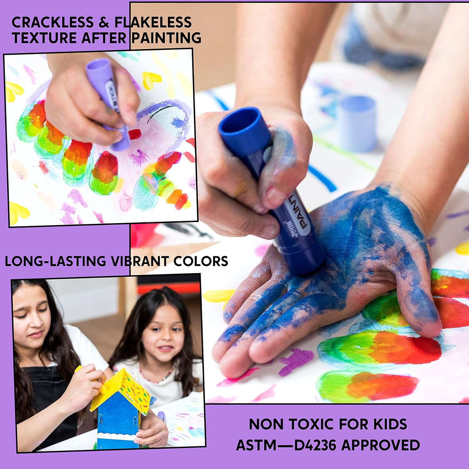 JOYIN 36 barras de pintura de témpera lavables surtidas, de secado rápido y sin ensuciar, para proyectos de artes y manualidades, regalos de Pascua