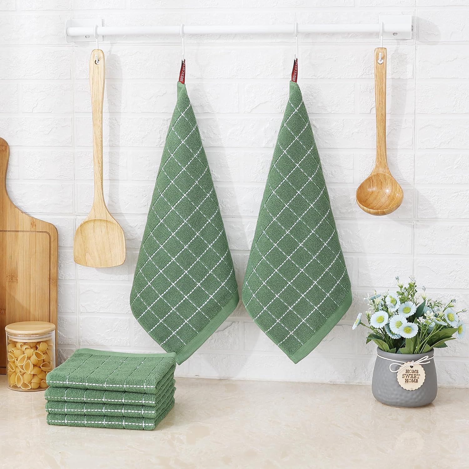 Homaxy Paños de cocina de rizo de algodón 100%, ultra suaves y absorbentes, adecuados para secar y lavar platos, paquete de 6, 12 x 12 pulgadas,
