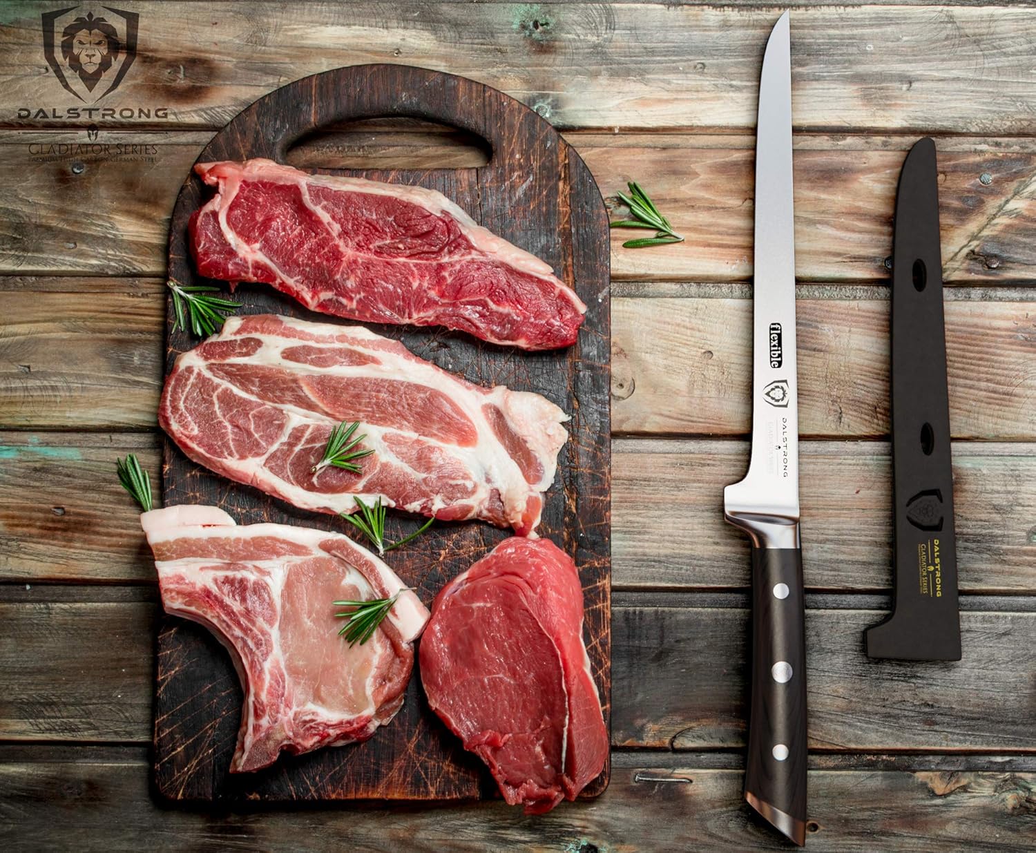 Dalstrong Cuchillo deshuesador  Hoja flexible de 8 pulgadas  Gladiator Series Elite  Cuchillo de cocina alemán forjado de acero de alto carbono