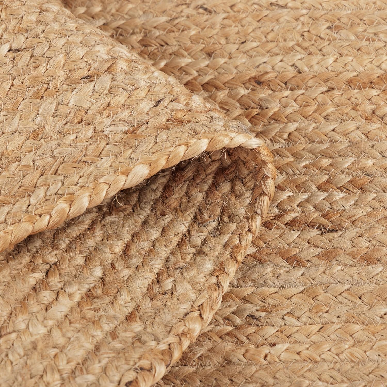 REDEARTH Alfombra redonda tejida a mano trenzada 100 % yute natural, hecha a mano, reversible, bohemio, yute para dormitorio, cocina, sala de estar,