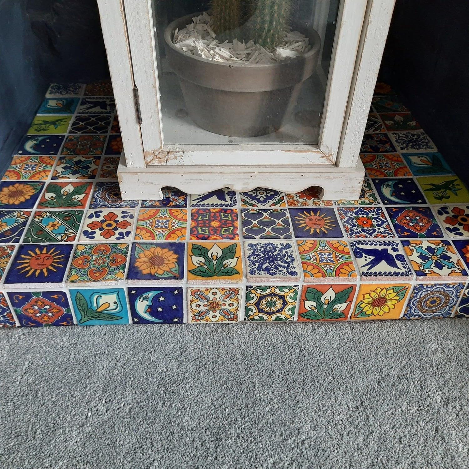 Saburo by Cerames – Azulejos de cerámica mexicana de 2 x 2 pulgadas – 120 mosaicos decorativos mexicanos para baño, cocina, ducha, escaleras, sala