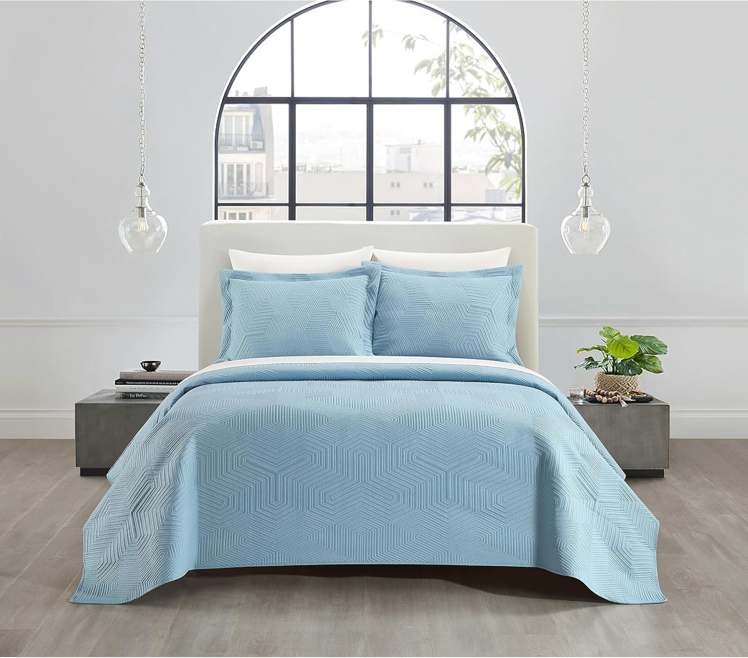 New York & Company Ridge – Juego de edredón de 3 piezas contemporáneo en forma de Y, fundas de almohada incluidas, Queen, gris