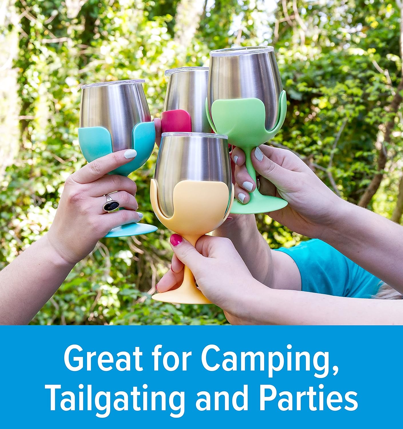 Camco Life is Better at The Campsite – Vaso de vino  Aislamiento al vacío de doble pared resistente  Hecho de acero inoxidable 188  Tallos
