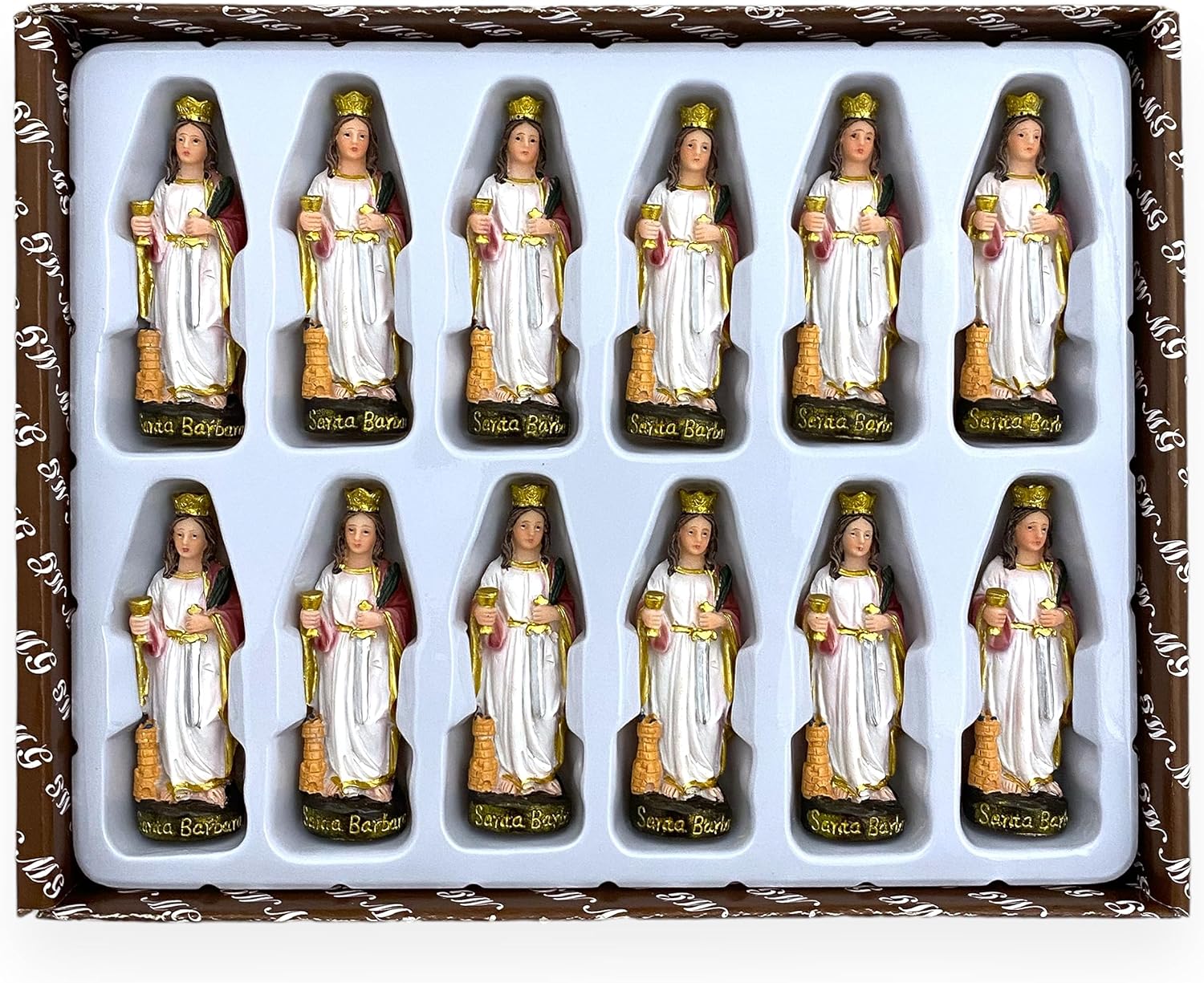 Juego de 12 figuras de estatua de Santa Bárbara de 3 pulgadas, regalo religioso de Santa Bárbara