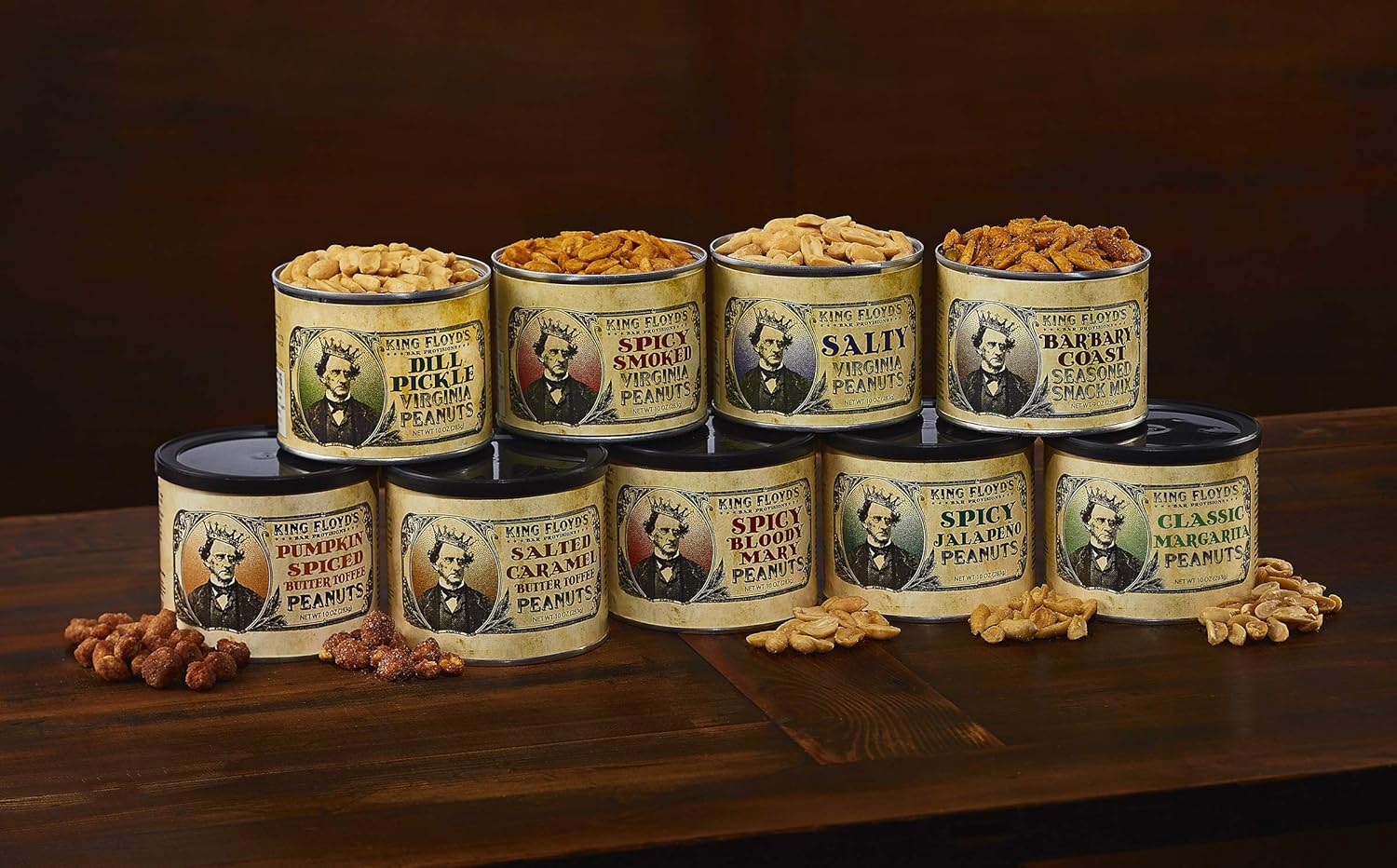 King Floyd’s Cacahuetes de Virginia de jalapeño picante (10 onzas) salados y con sabor a jalapeño, salados y picantes, tapa resellable, aperitivo