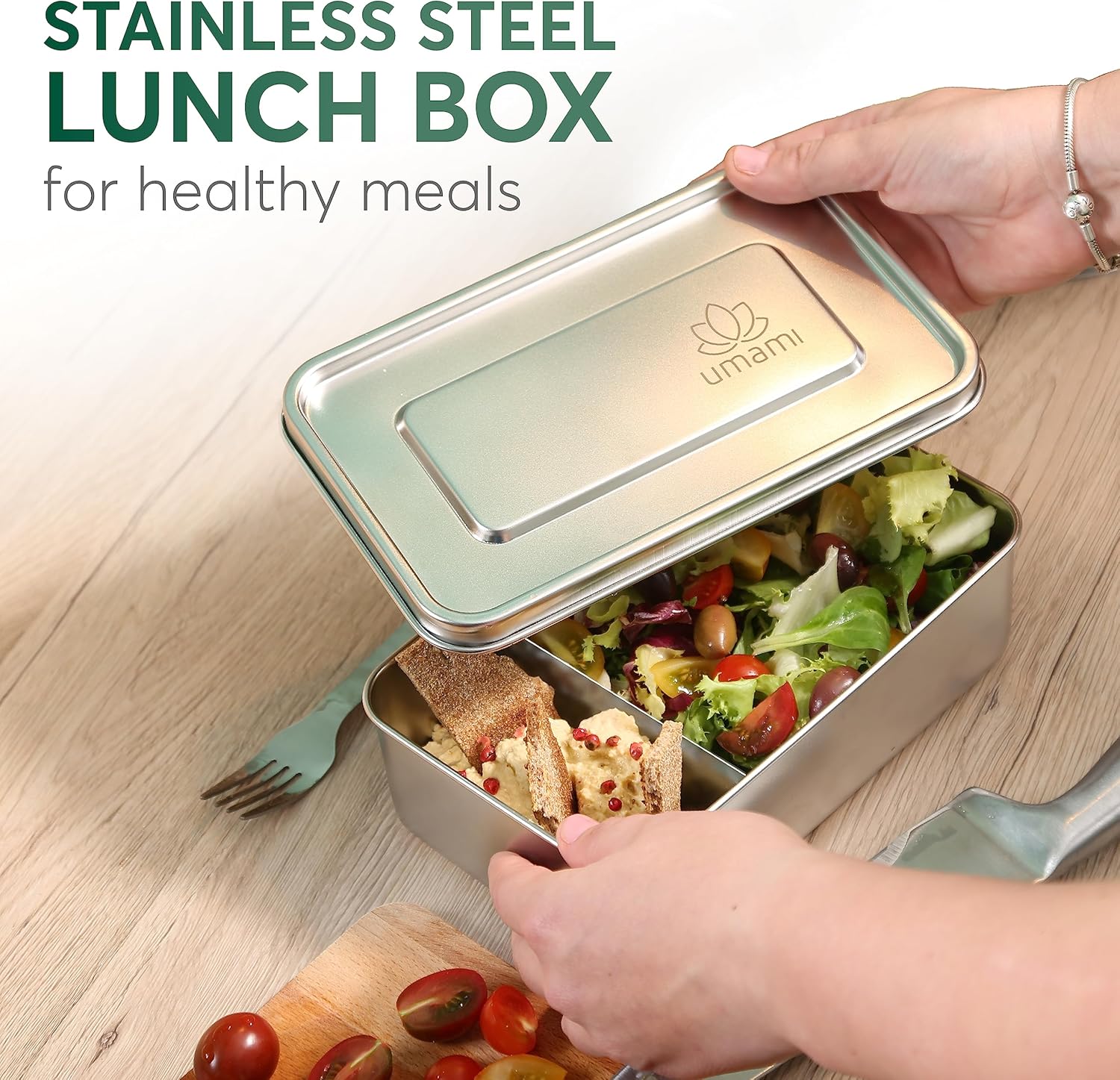 Umami Lonchera Bento para adultos con utensilios, 40 onzas y 32 onzas, contenedor de almuerzo apto para microondas, a prueba de fugas, apilables,