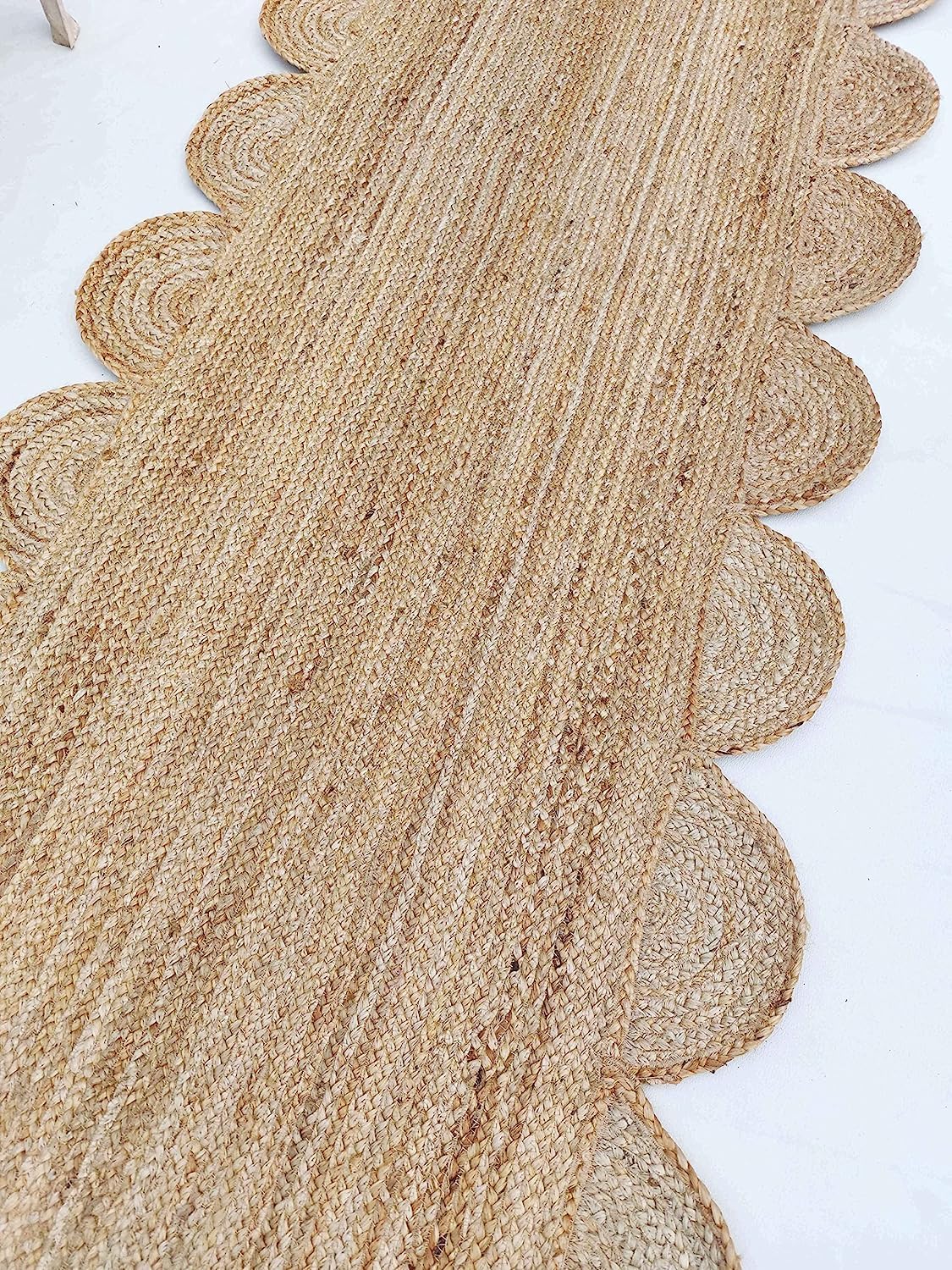 Alfombra de yute festoneado de 5 x 7 pulgadas, alfombra de baño bohemia natural de 2 x 3 pulgadas, alfombra de pasillo de yute para cocina, 2.6 x 6