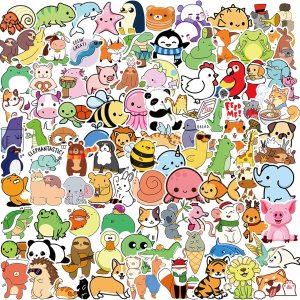Dorgua 100 calcomanías de animales bonitos, calcomanías de vinilo de animales no repetitivos, calcomanías de animales lindos impermeables para Dorgua 100 calcomanías de animales bonitos, calcomanías de vinilo de animales no repetitivos, calcomanías de animales lindos impermeables para