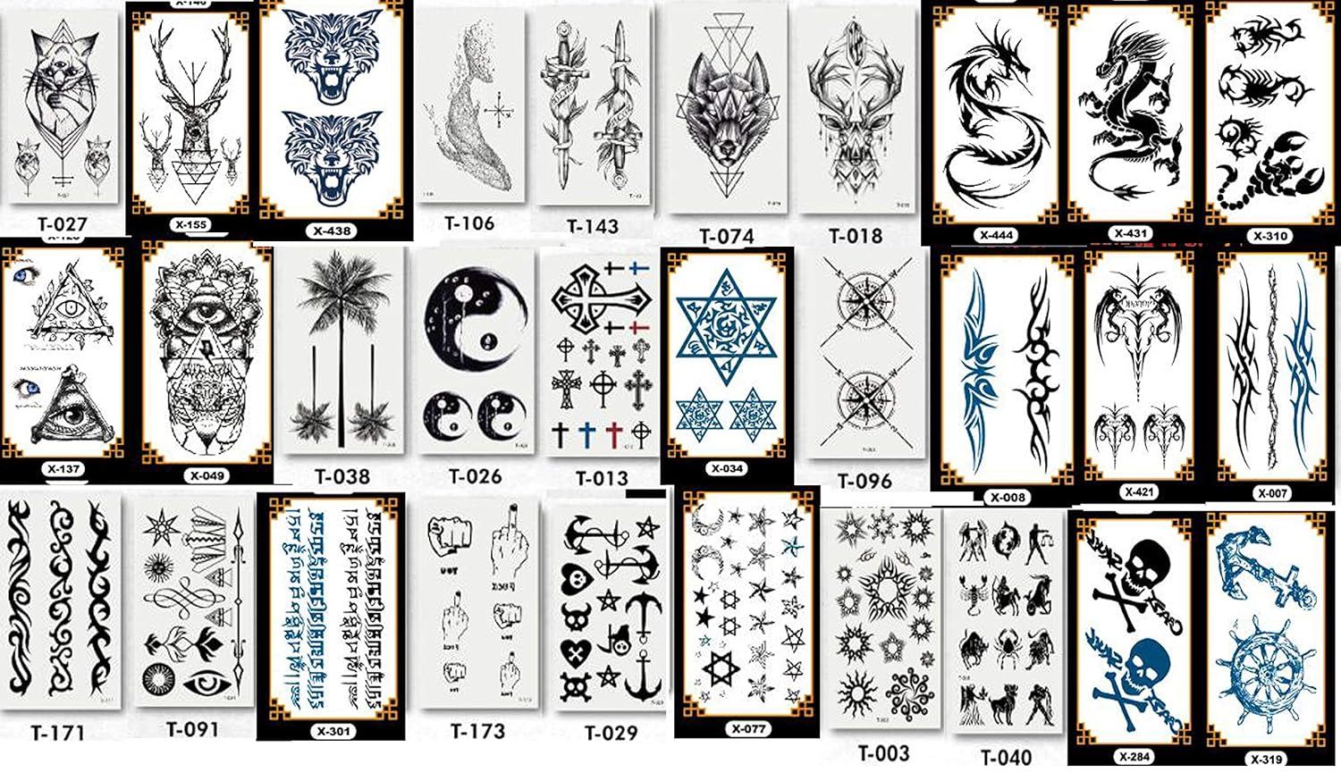 PowerTRC Tatuajes temporales para adultos y niños  Tatuajes falsos temporales impermeables  Muchos diseños y símbolos diferentes