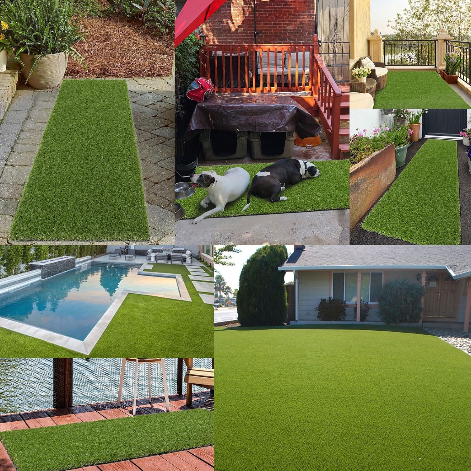 Ileading Alfombra de césped artificial realista para exteriores, 2 x 8 pies, césped artificial, suave, alfombra de césped sintético largo, alfombra