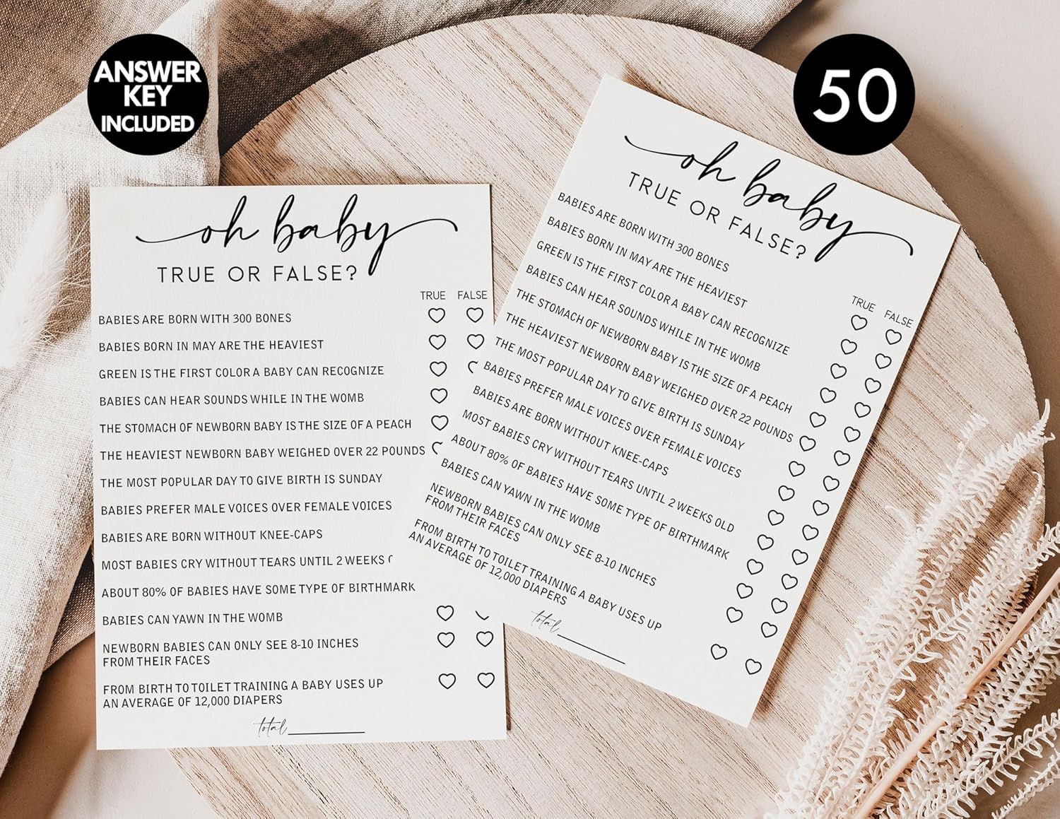 All Ewired Up 50 trivia de baby shower verdadero o falso (50 tarjetas) divertido juego de baby shower, género neutro niño o niña, minimalista