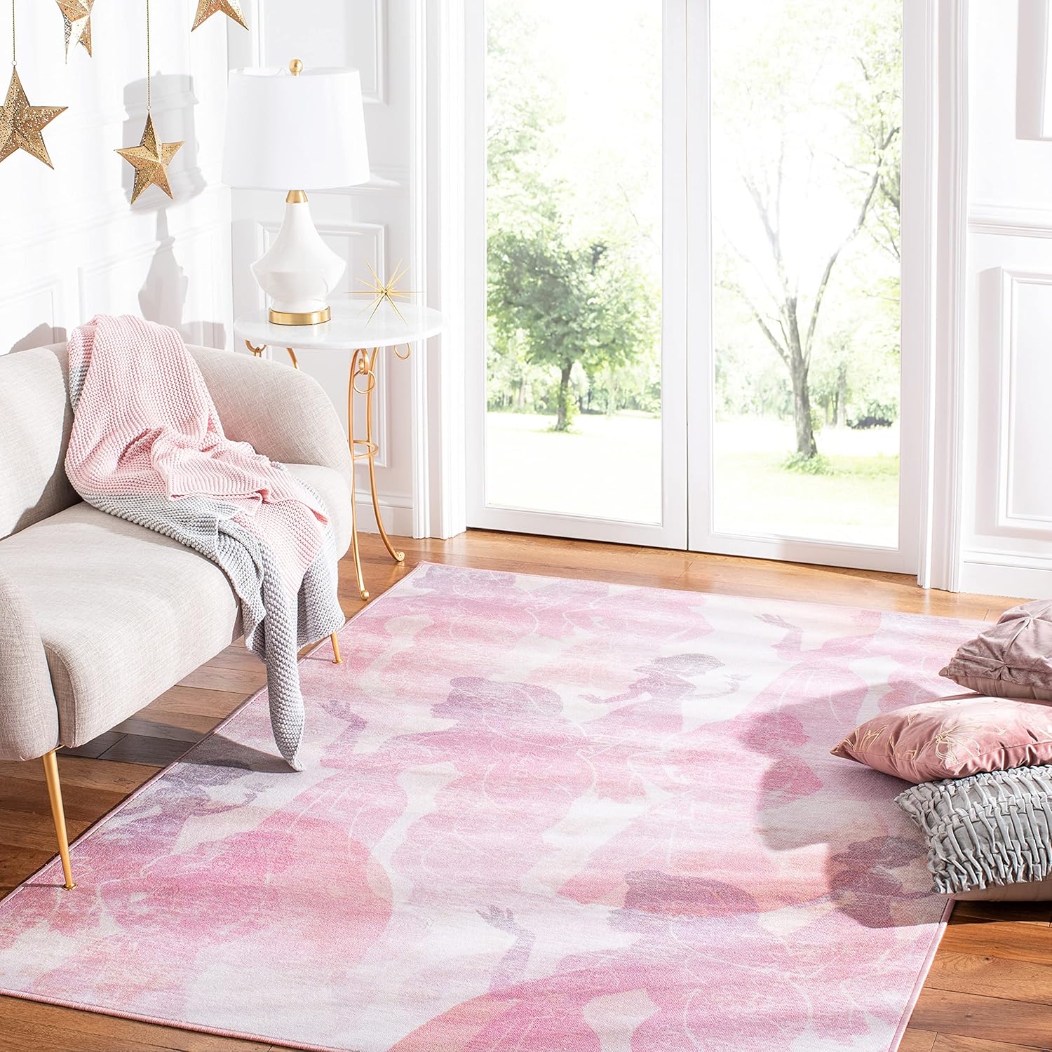 SAFAVIEH Disney Princess Collection DSN507U – Alfombra antideslizante y lavable a máquina, 2 pies 3 pulgadas x 3 pies 9 pulgadas, color rosamorado