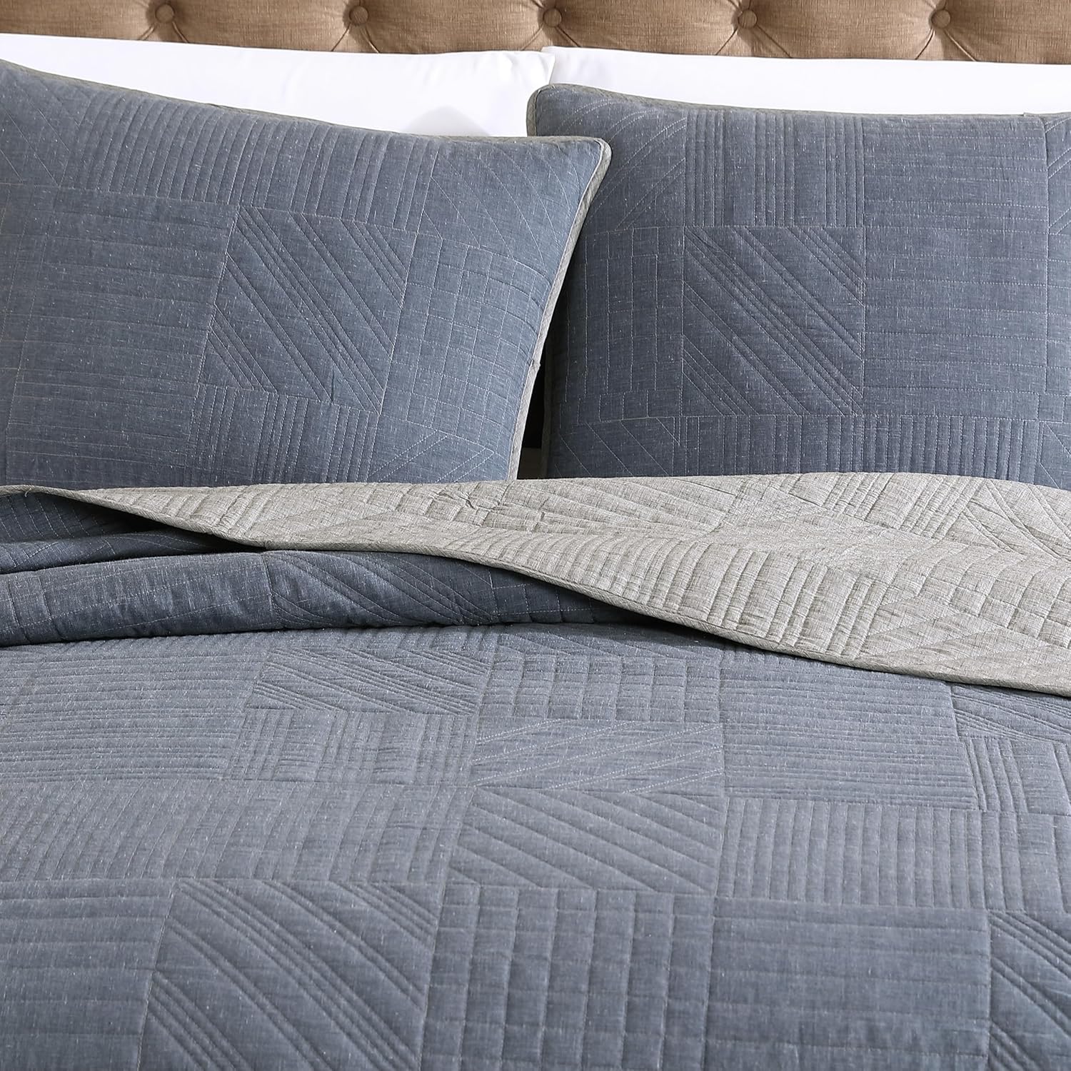 Eddie Bauer – Juego de edredón King, ropa de cama reversible con fundas a juego, decoración ligera del hogar para todas las estaciones (azul lago