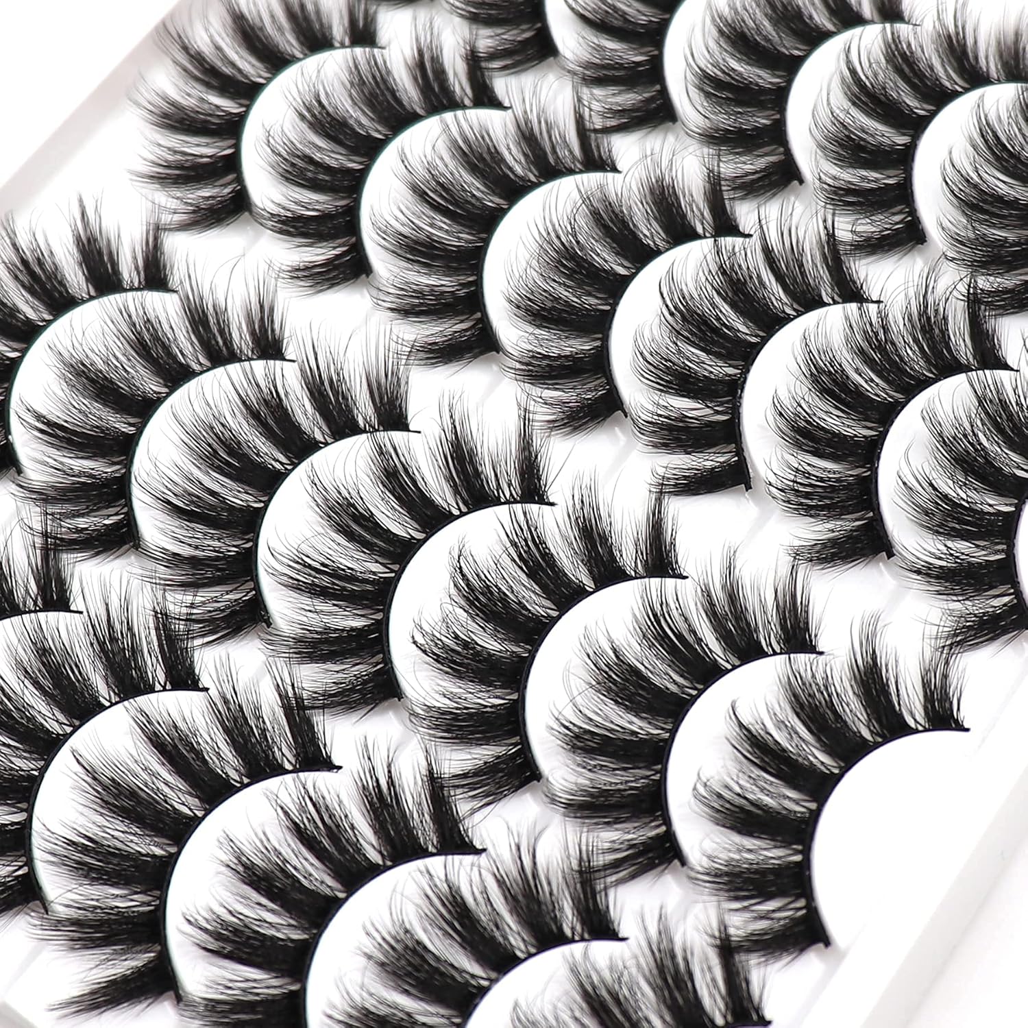 Veleasha Pestañas postizas de visón sintético 3D, pestañas postizas esponjosas de aspecto natural, paquete de 14 pares de pestañas postizas de lujo