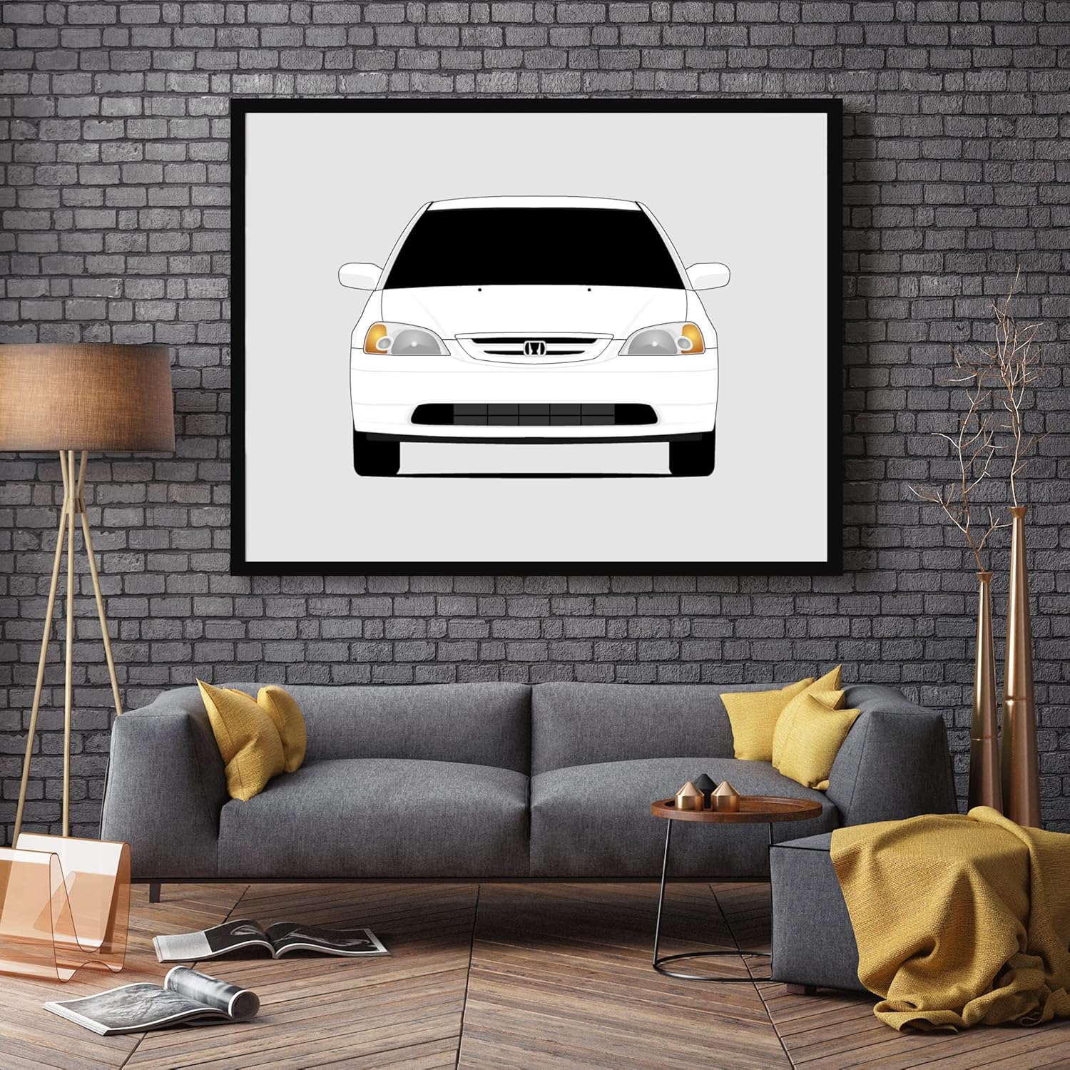 Honda Civic Coupe (2000-2005) 7th Generation Inspired Poster Print Wall Art Decor Handmade EX HX LX (EM EP ES EU) (Unframed)