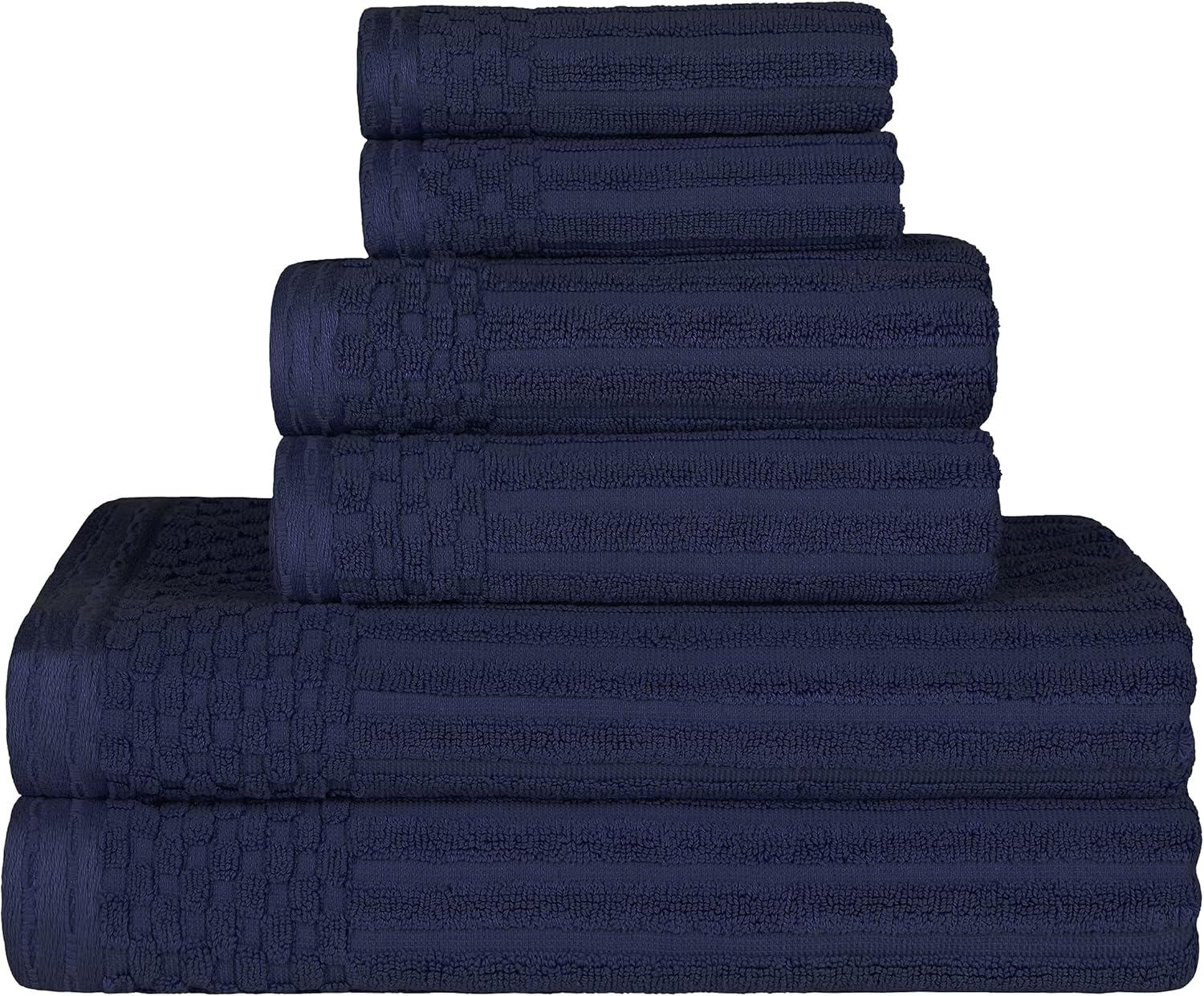 SUPERIOR Juego de 6 toallas de algodón sólido y acanalado, toallas de cara de 13 x 13 pulgadas, toallas de mano de 16 x 28 pulgadas, toallas de baño