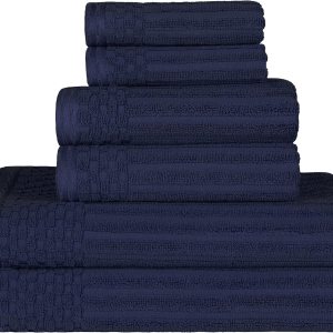 SUPERIOR Juego de 6 toallas de algodón sólido y acanalado, toallas de cara de 13 x 13 pulgadas, toallas de mano de 16 x 28 pulgadas, toallas de baño SUPERIOR Juego de 6 toallas de algodón sólido y acanalado, toallas de cara de 13 x 13 pulgadas, toallas de mano de 16 x 28 pulgadas, toallas de baño