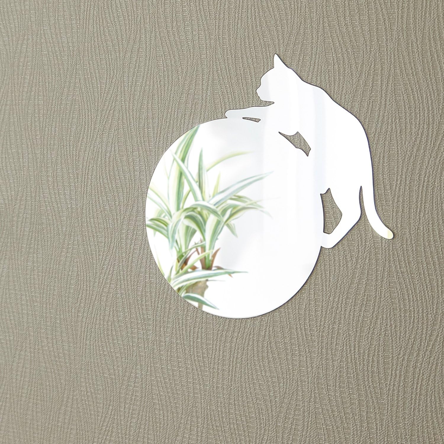 TOYO CASE Espejo decorativo de pared de acrílico, redondo con gato, adhesivo de pared para el hogar, sala de estar, dormitorio, decoración