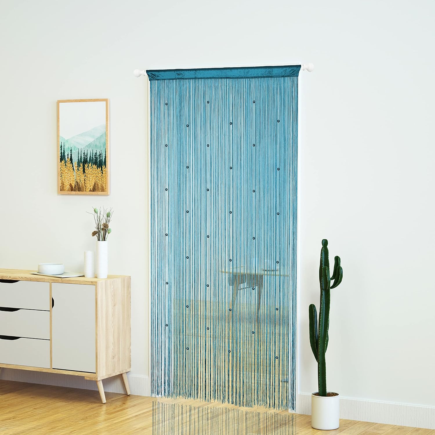 YaoYue Cortina de cuentas para puerta, con borlas, cuentas para colgar con flecos, hippie y divisor de habitación, ventana, pasillo, entrada, pared,
