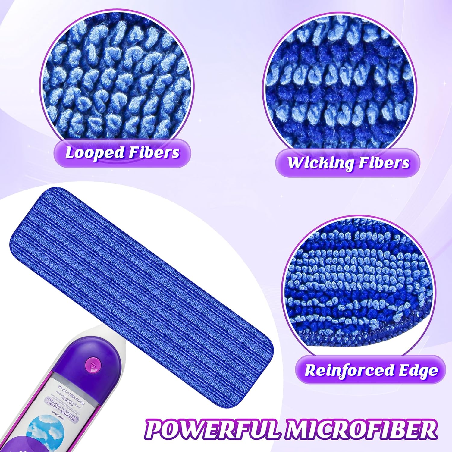 Almohadillas reutilizables para trapeador compatibles con Swiffer Powermop (paquete de 5), repuestos de almohadillas de microfibra Papclean para
