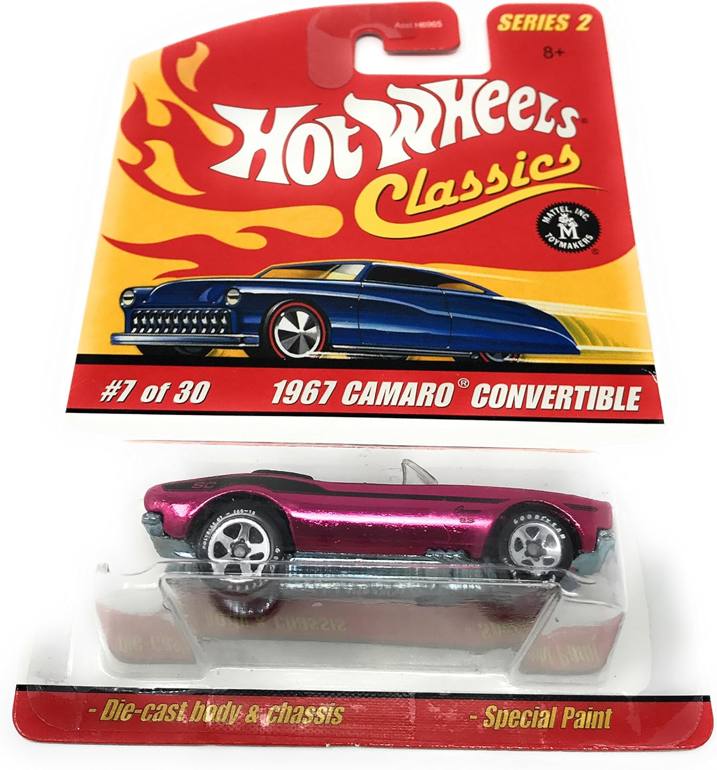 Hot Wheels Classics Series 2 – 1967 Camaro Convertible (Fuschia) N. 7 de 30 – Escala 164