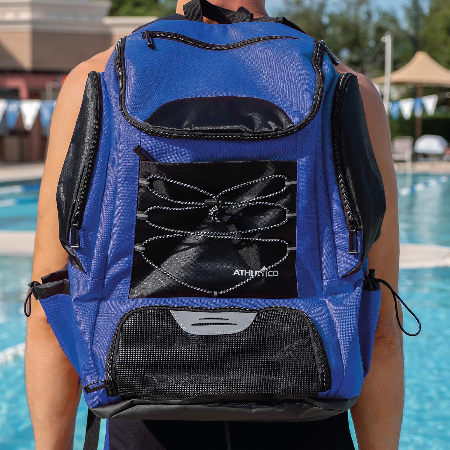 Athletico Mochila de natación – Bolsa de natación con compartimentos húmedos y secos para natación, playa, camping, bolsas de piscina con funda para