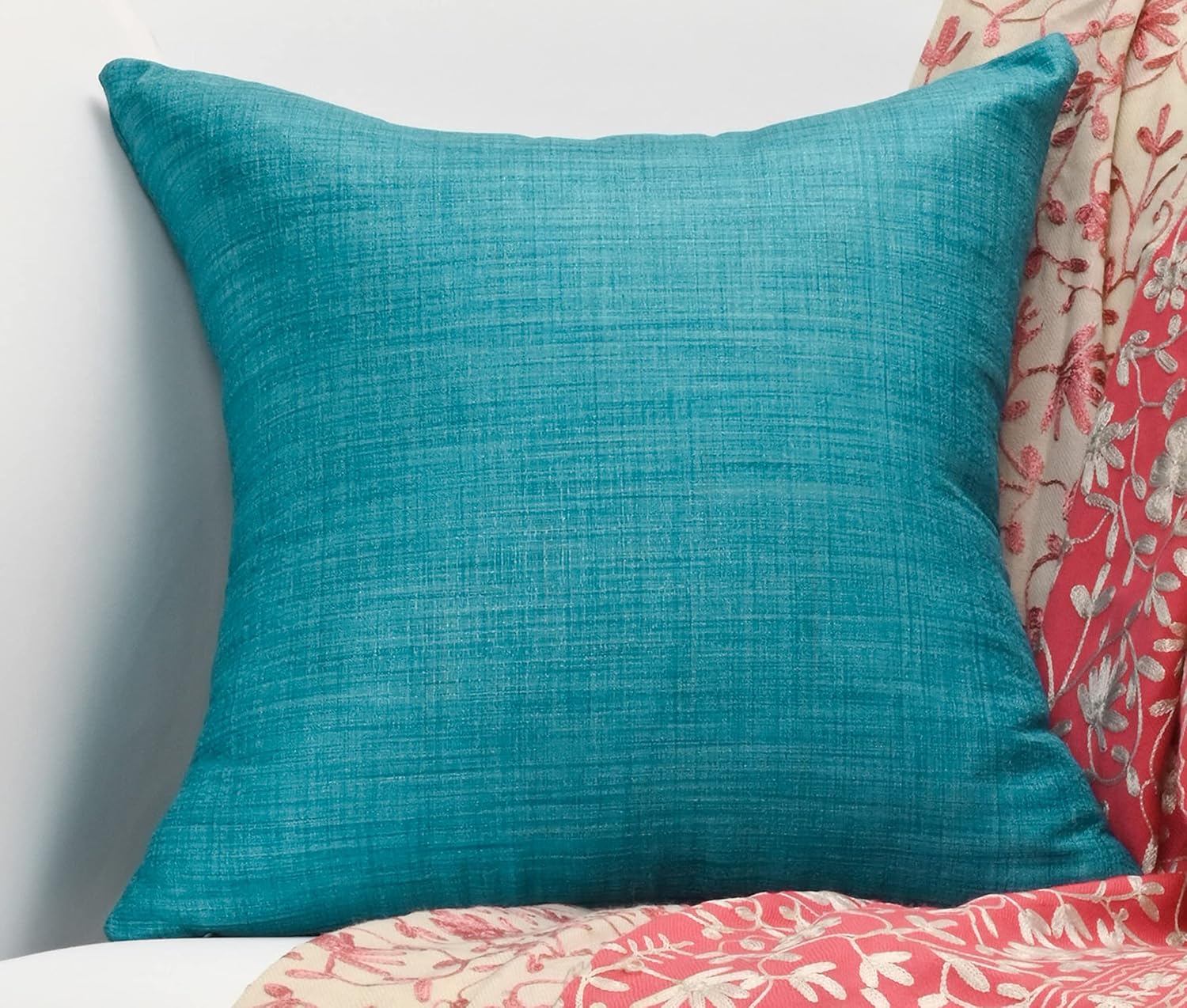 SCARLETT LINENS Almohadas decorativas para sofá cama, almohadas decorativas de sala de estar, almohadas rústicas, fundas de almohada sólidas de seda