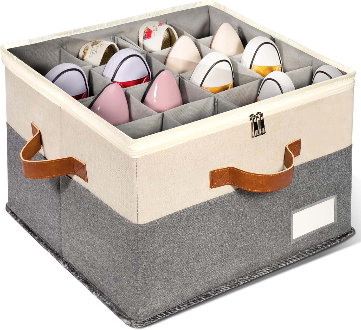 Organizador de zapatos para armario, contenedores de almacenamiento ajustables para zapatos, grandes contenedores plegables de almacenamiento de