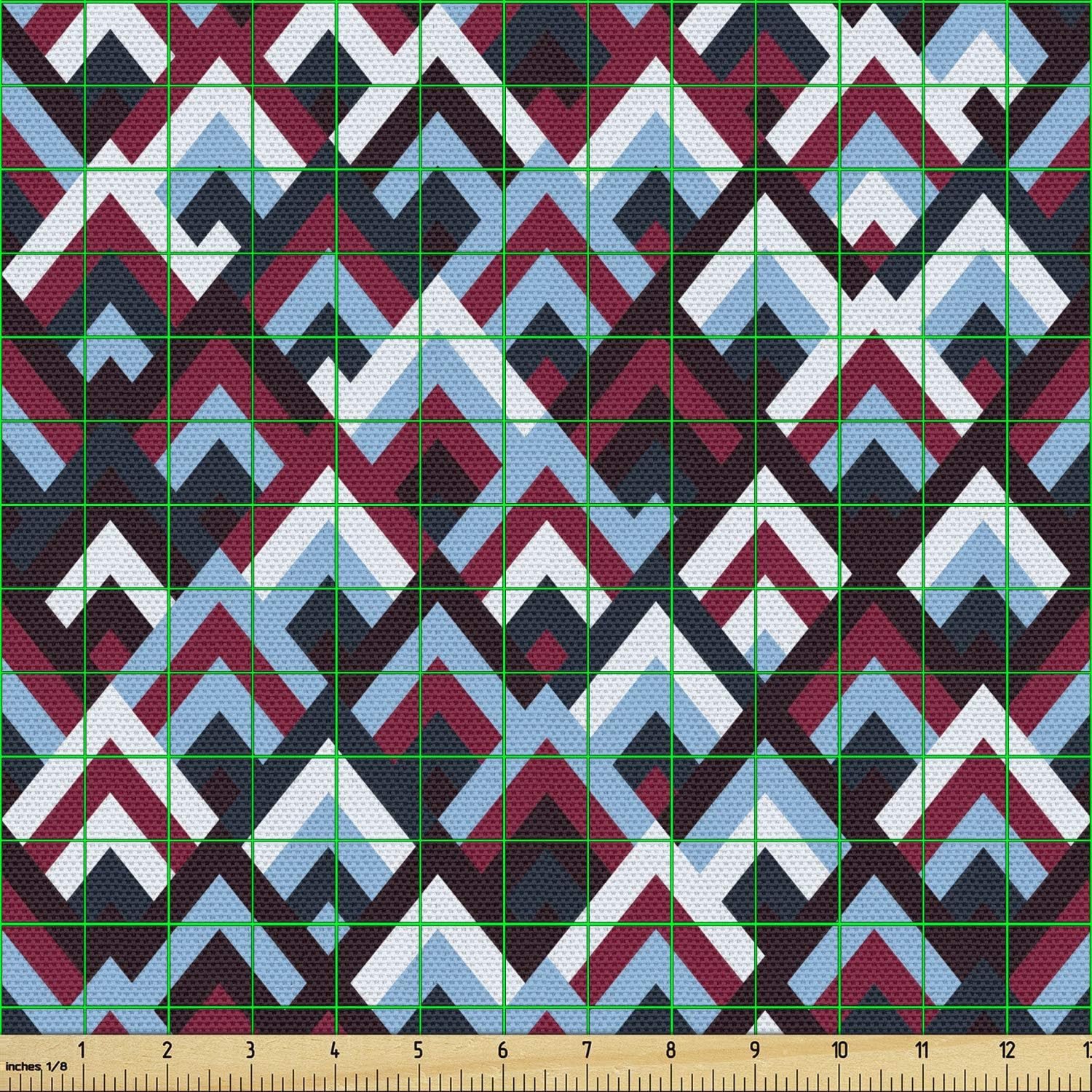 Ambesonne Tela abstracta de The Yard, diseño geométrico con forma de triángulo moderno en tonos degradados, tela decorativa para tapicería y acentos