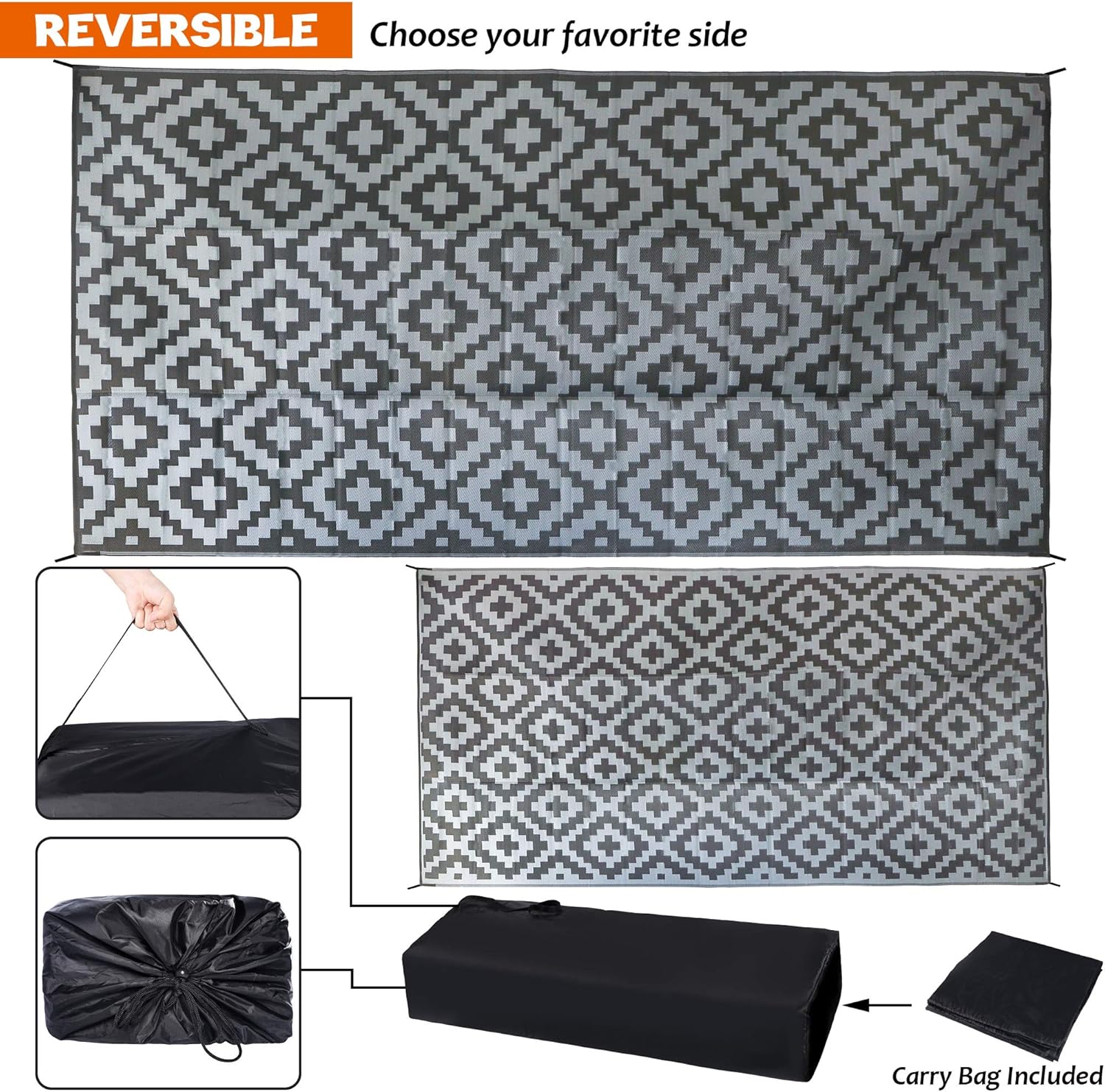 SAND MINE – Alfombras reversibles, alfombra de pajillas de plástico, alfombra de área moderna, alfombra grande para suelo y exteriores, vehículos