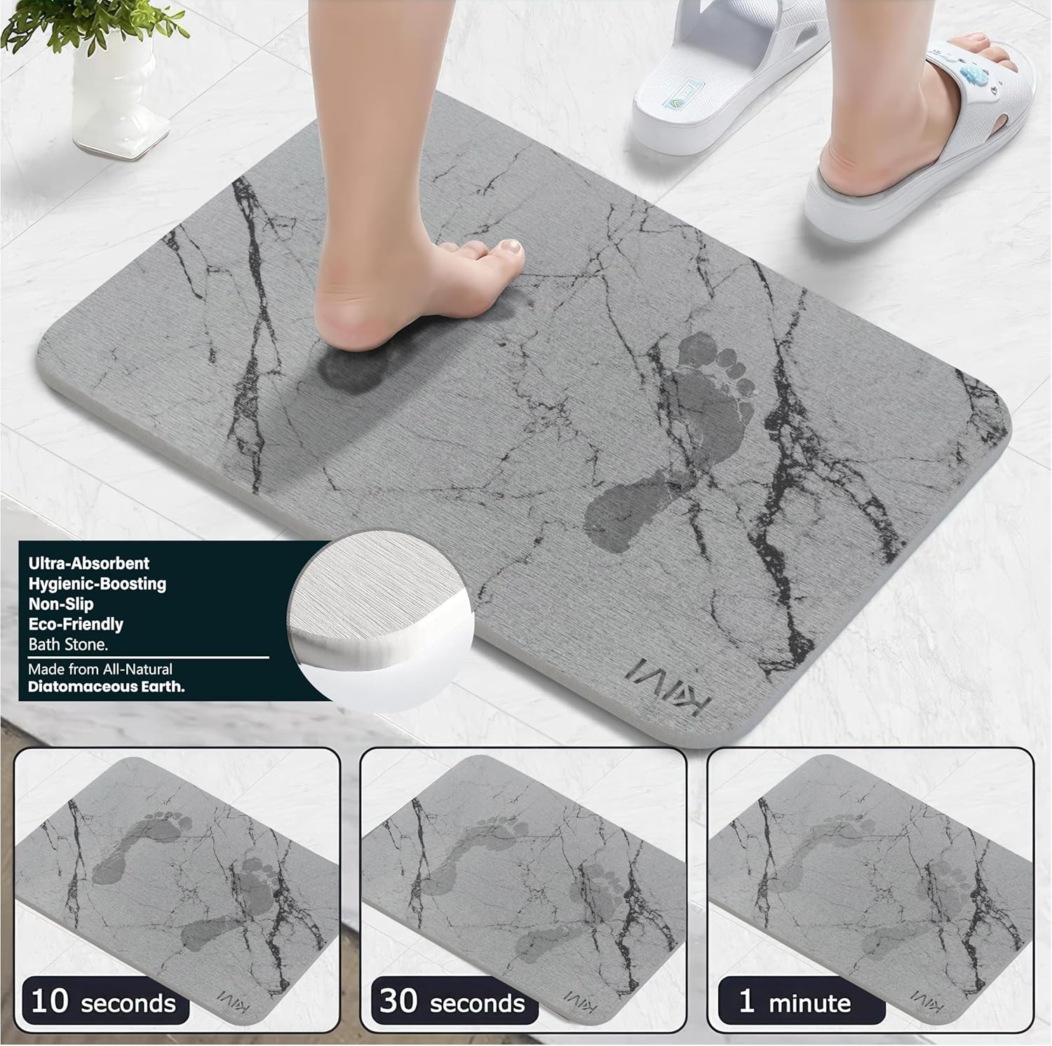 Tapetes de baño de piedra de diatomita para baño, tapete de baño de tierra de diatomeas, tapete de baño de secado rápido para bañera antideslizante,