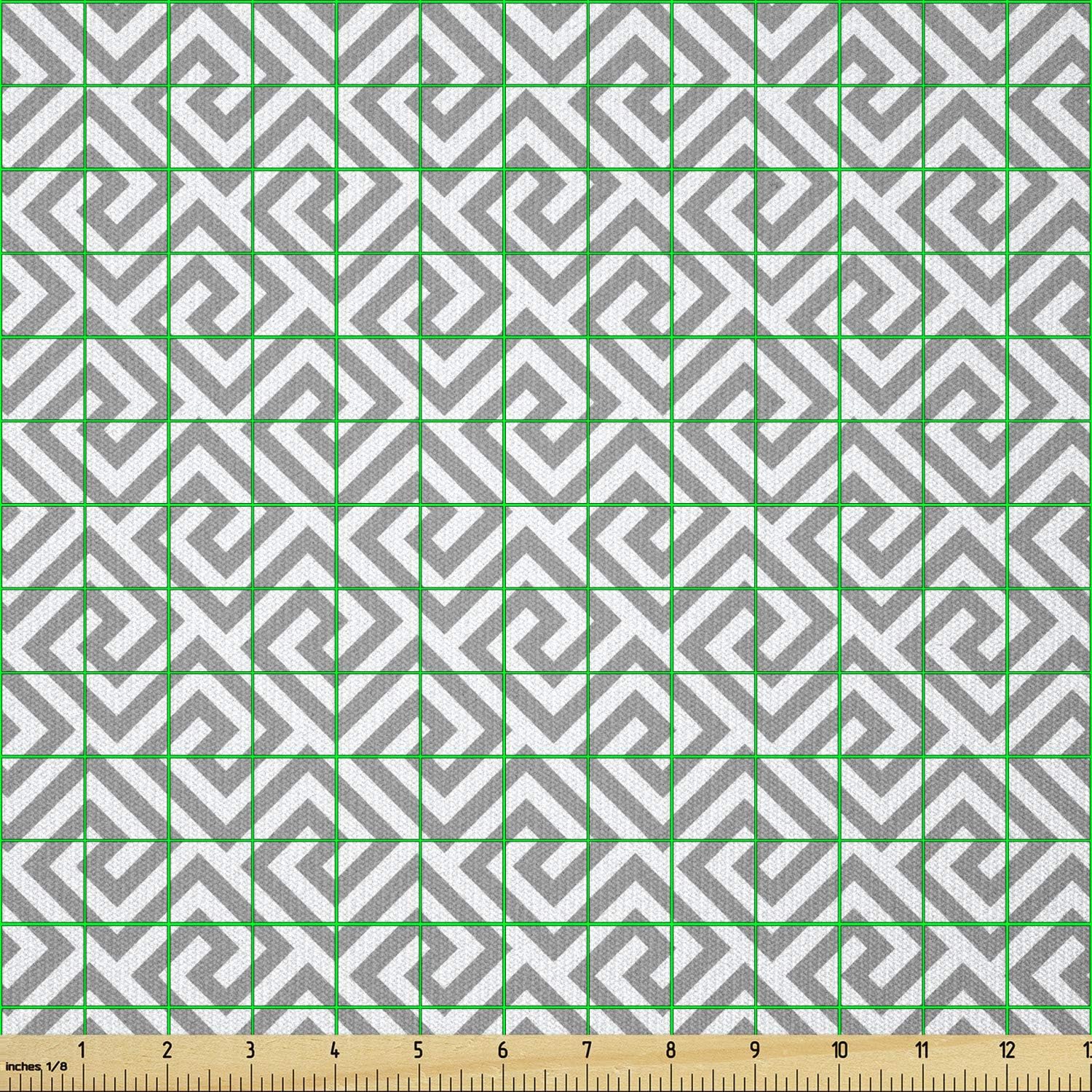 Ambesonne The Yard, tela de clave griega por The Yard, diseño abstracto de líneas geométricas, diseño antiguo en laberinto laberinto, tela de punto