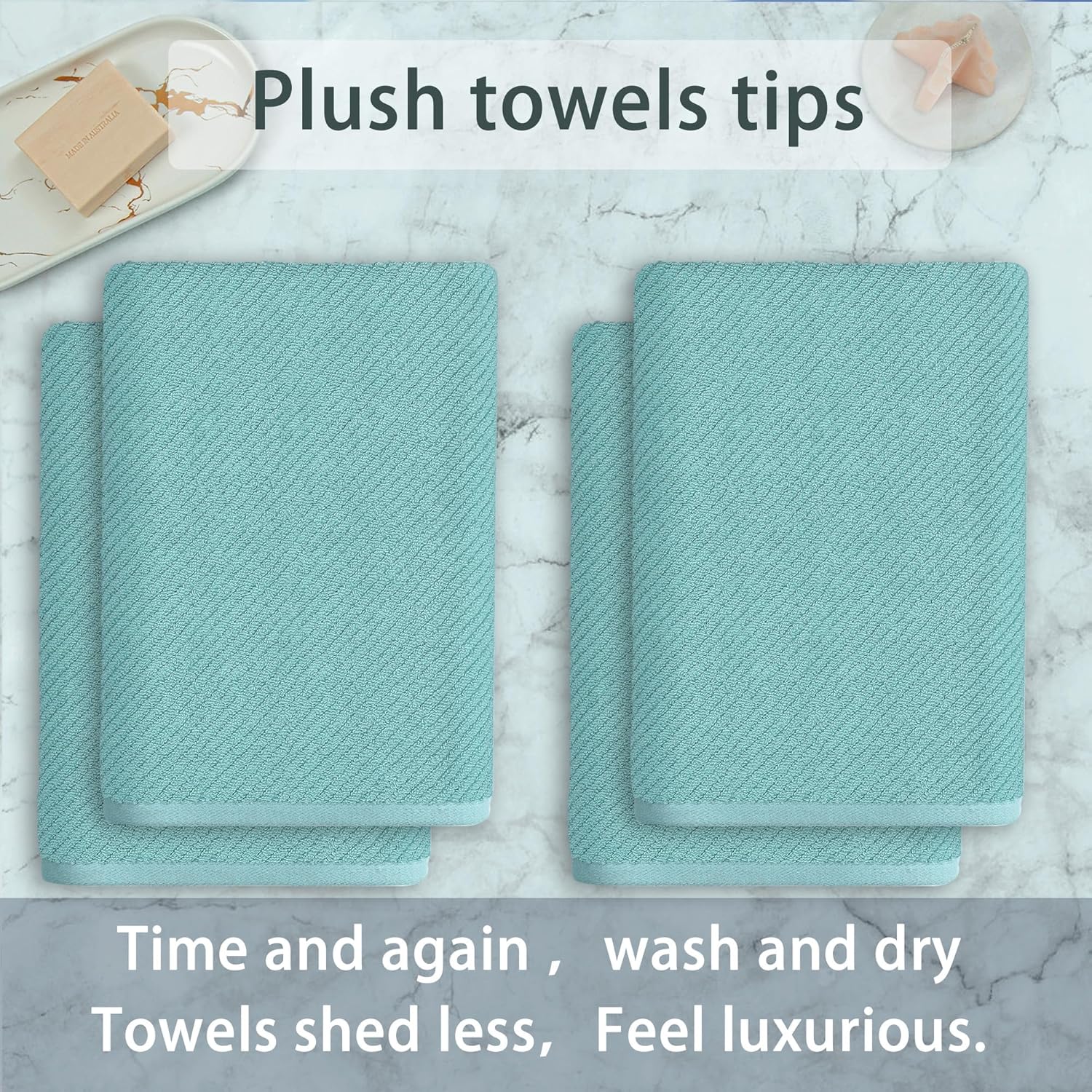 VOOVA & MOVAS Toallas de baño verdes, juego de regalo de lujo de 4 piezas, grandes de 30 x 56 pulgadas, 100% algodón, gruesas, suaves, de secado
