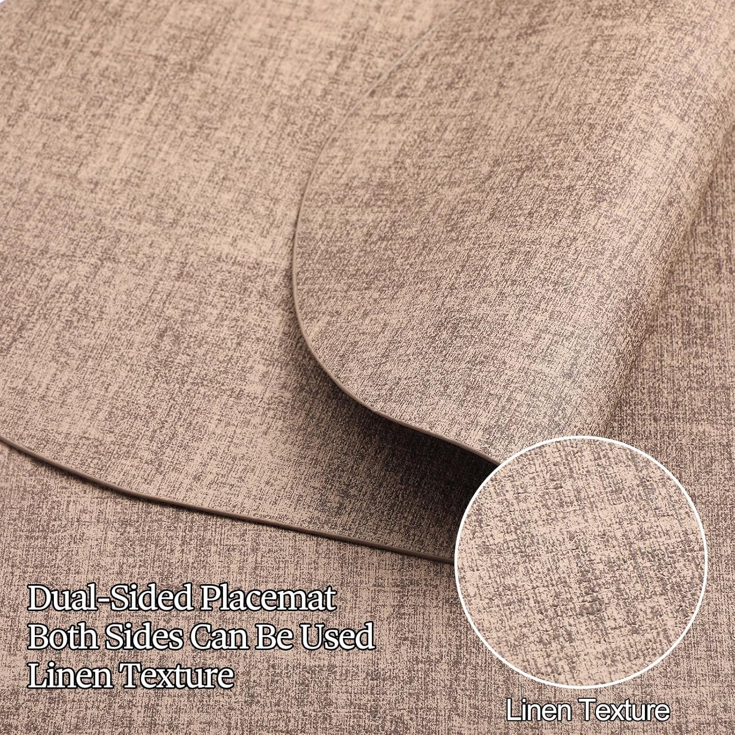 Mifoci 16 manteles individuales ovalados de doble cara lavables de piel sintética para mesa de comedor, manteles individuales resistentes al calor,