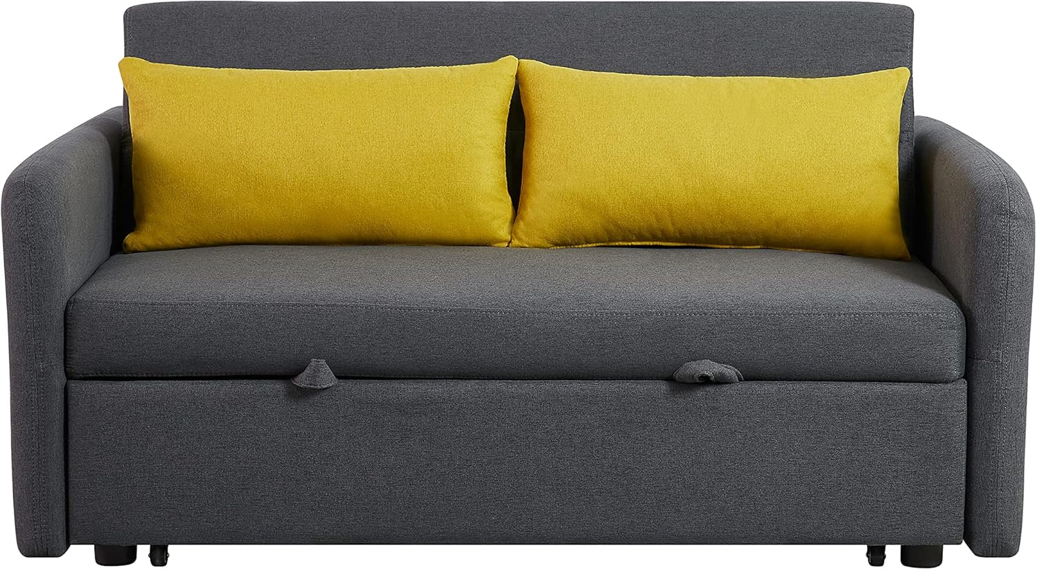 Puertos USB de 55.5 pulgadas y bolsillos laterales, convertible multifuncional 3 en 1, 2 almohadas lumbares, sofá biplaza con cama extraíble, para