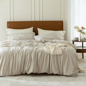 FOSSA Juego de funda de edredón 100% algodón lavado de 3 piezas de sarga suave, acogedor, transpirable, resistente, sustancial con tejido FOSSA Juego de funda de edredón 100% algodón lavado de 3 piezas de sarga suave, acogedor, transpirable, resistente, sustancial con tejido