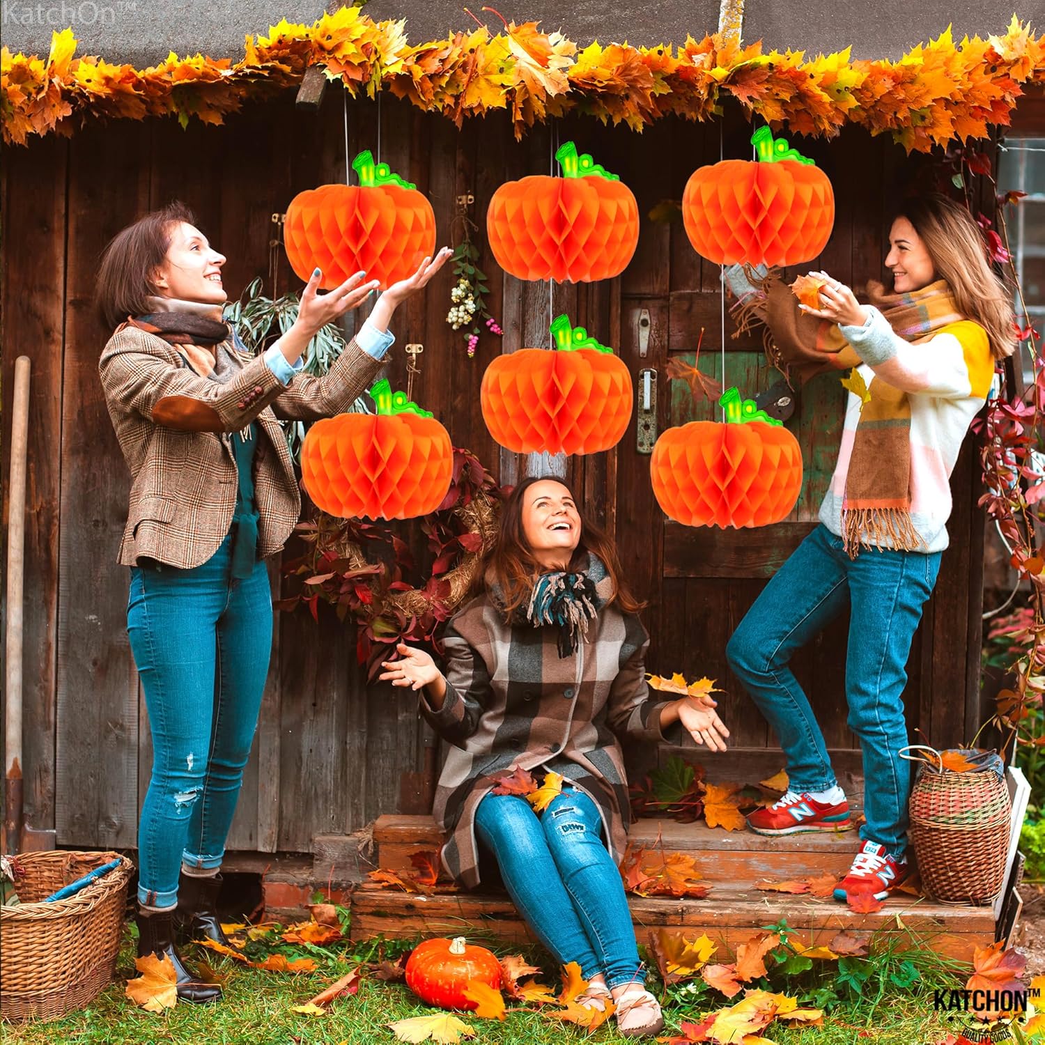 KatchOn, Remolinos de otoño para decoraciones de otoño para el aula, paquete de 30, no puedes hacerlo tú mismo, centro de mesa de calabaza de panal