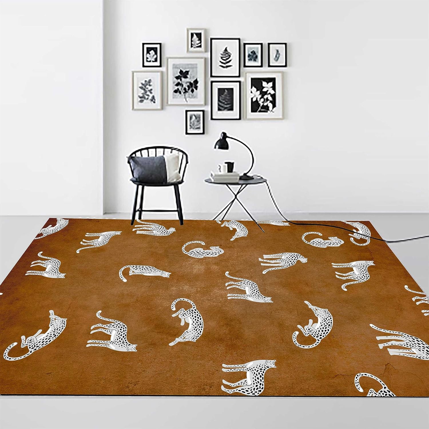 Alfombra de área con estampado de leopardo, 3 x 5 pies, alfombra con estampado de guepardo africano majestuoso y vida silvestre, alfombra de pelo